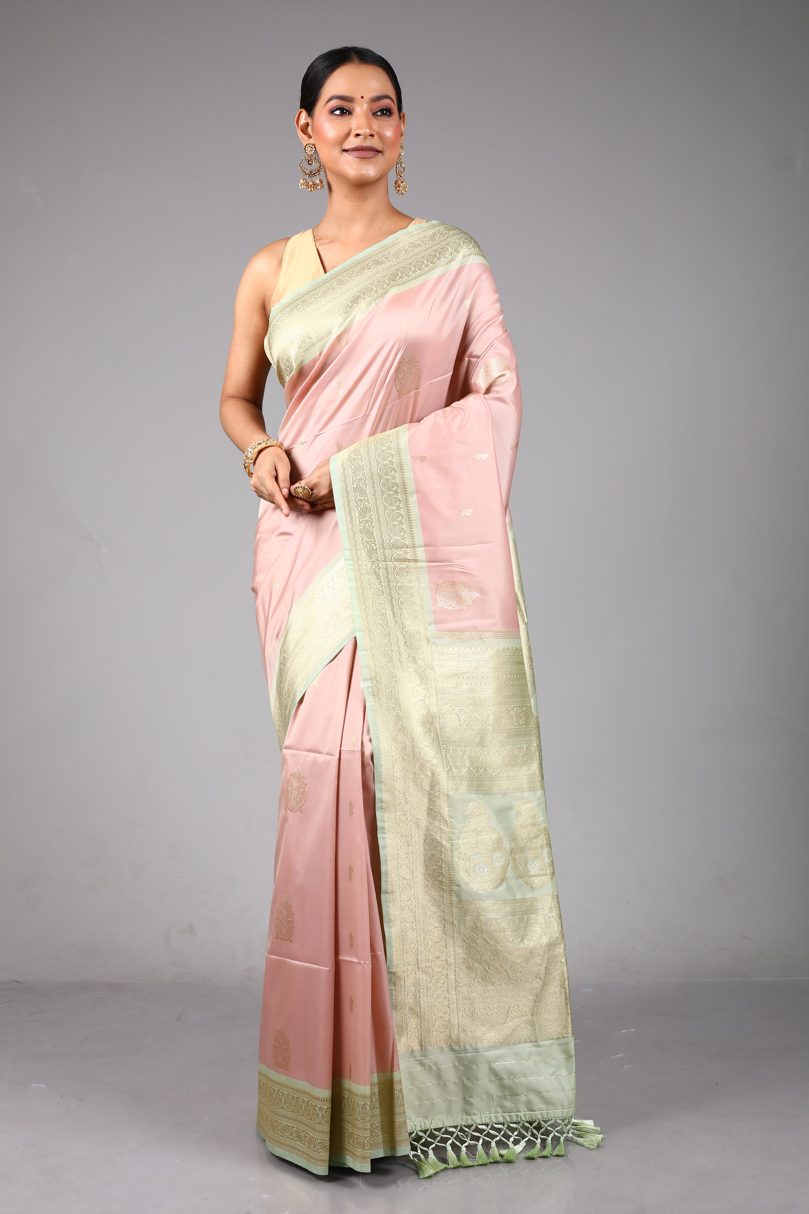 Onion Pink Blended Mashru Silk Saree