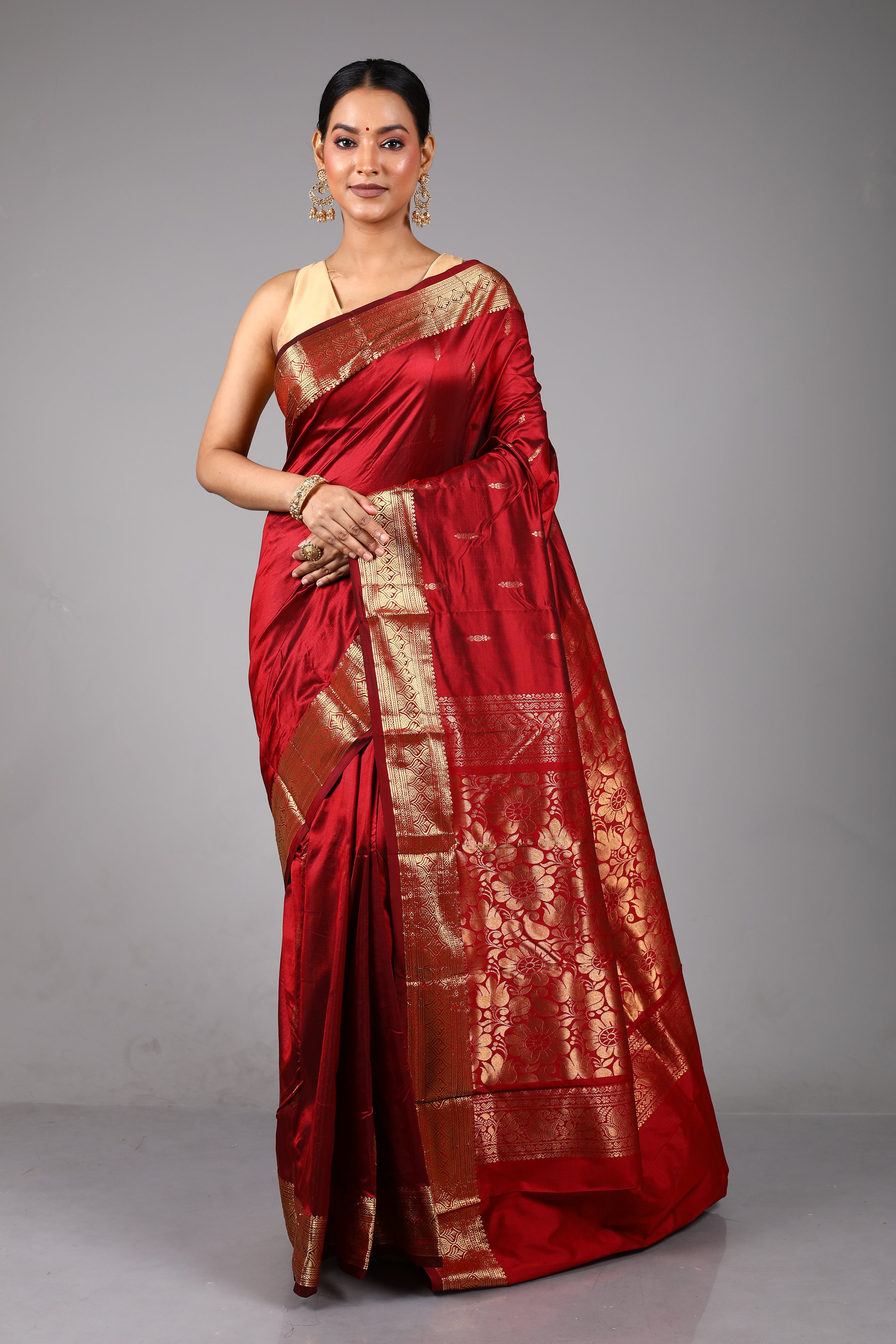 Maroon Pure Kanjivaram Silk Saree