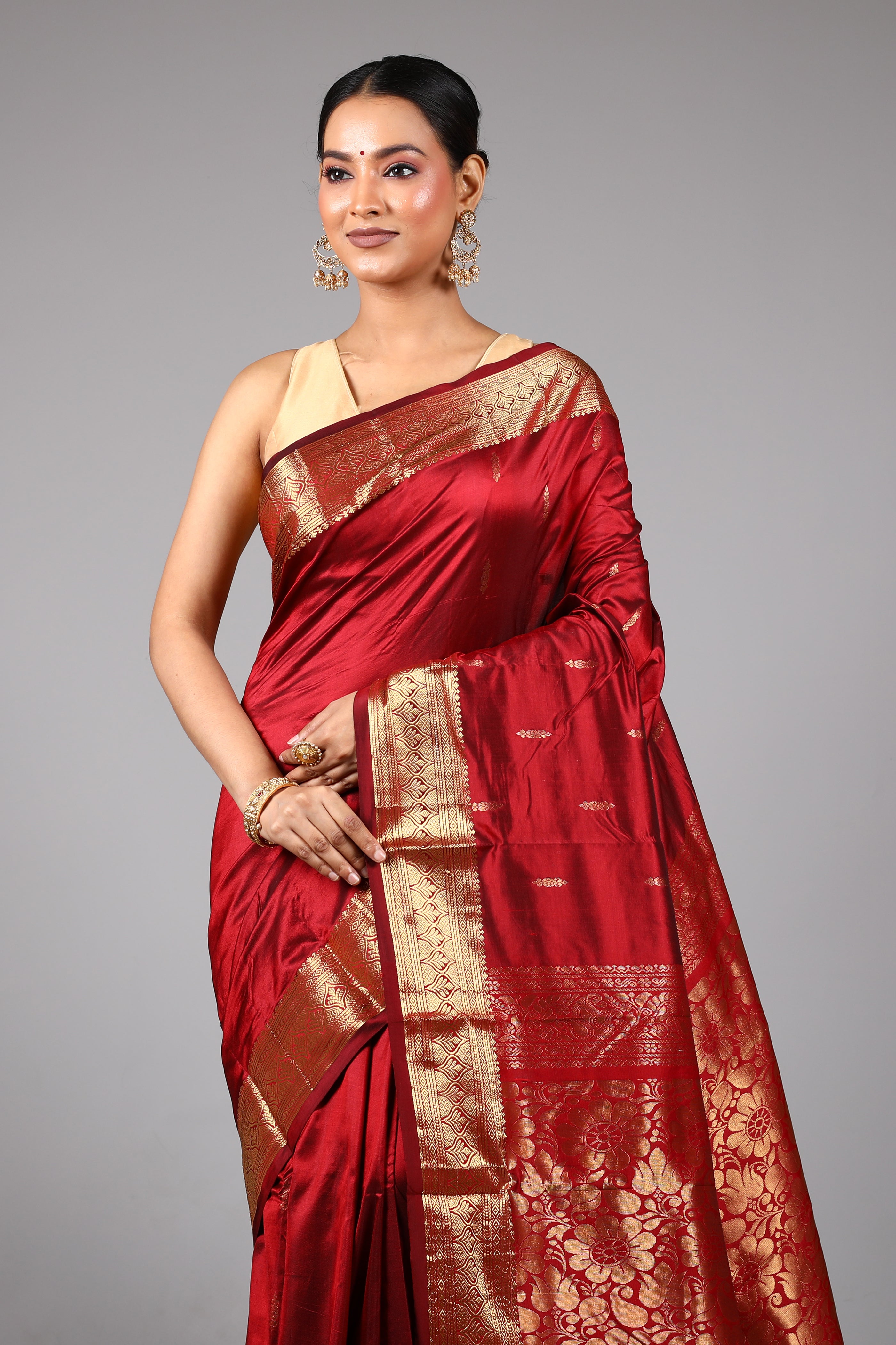 Maroon Pure Kanjivaram Silk Saree