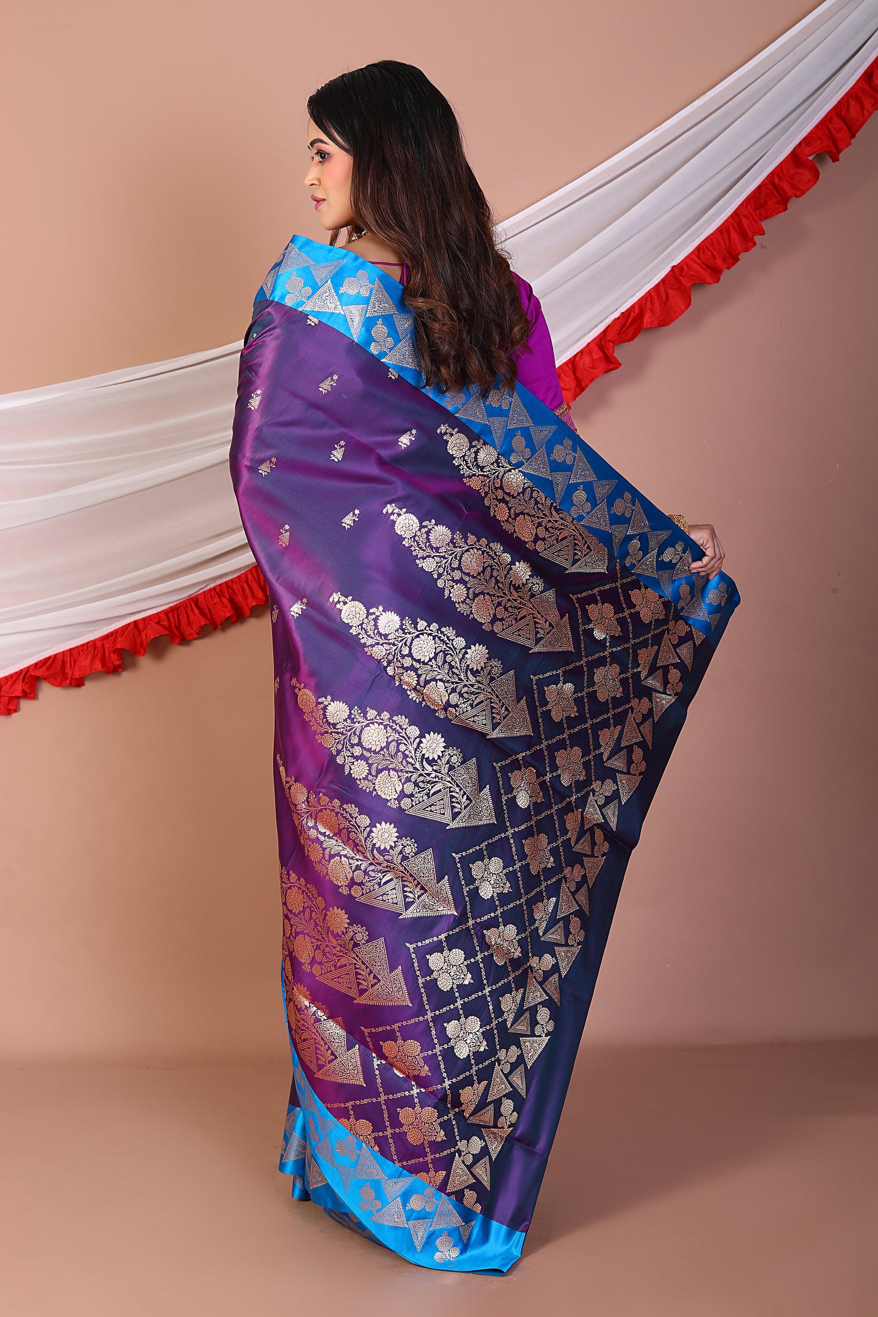 Violet Blended Mashru Silk - Keya Seth Exclusive