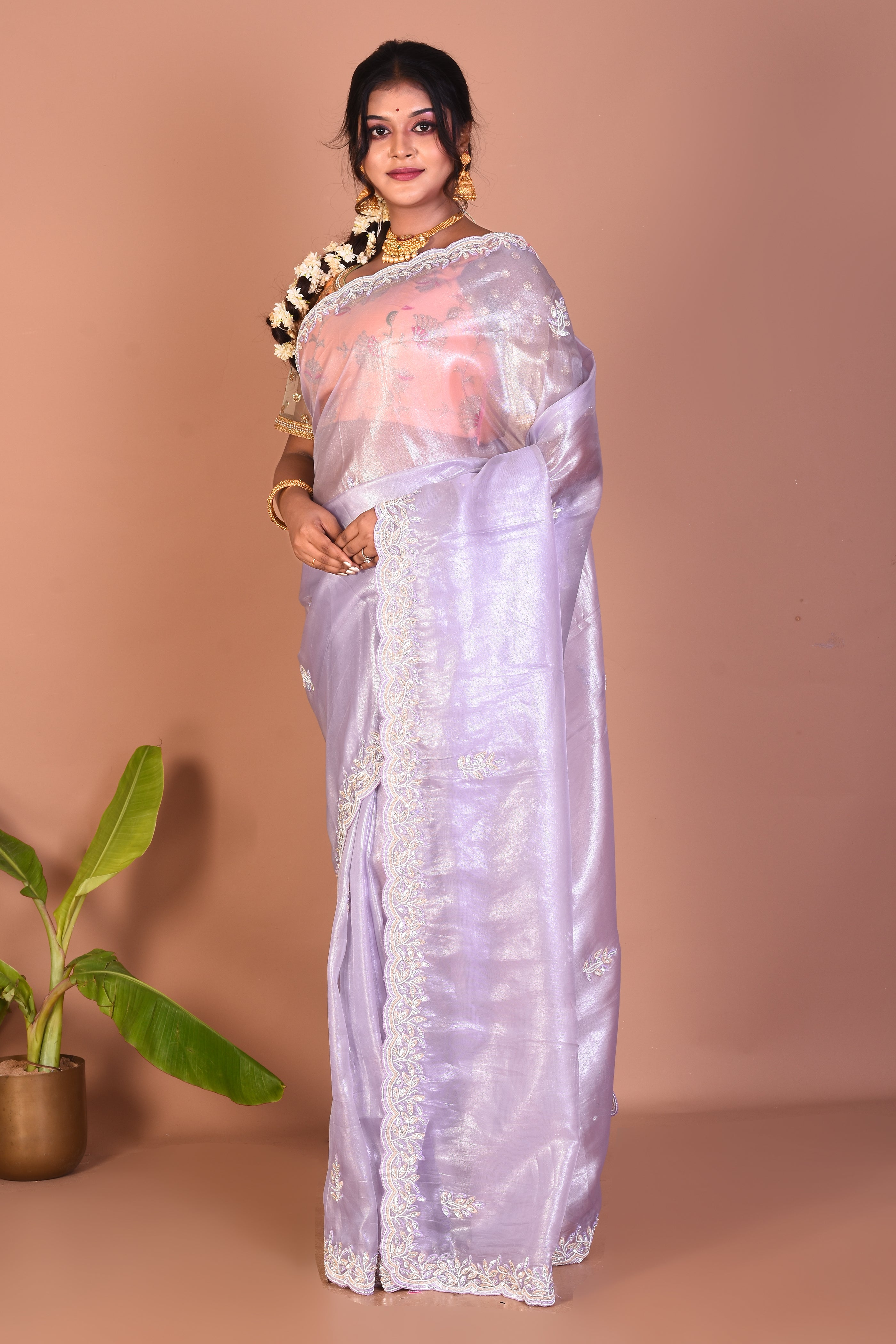 Mauve Pure Organza Saree - Keya Seth Exclusive
