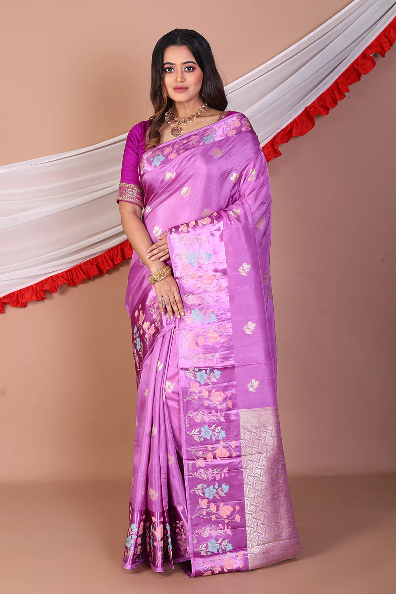 Mauve Blended Mashru Silk Saree - Keya Seth Exclusive