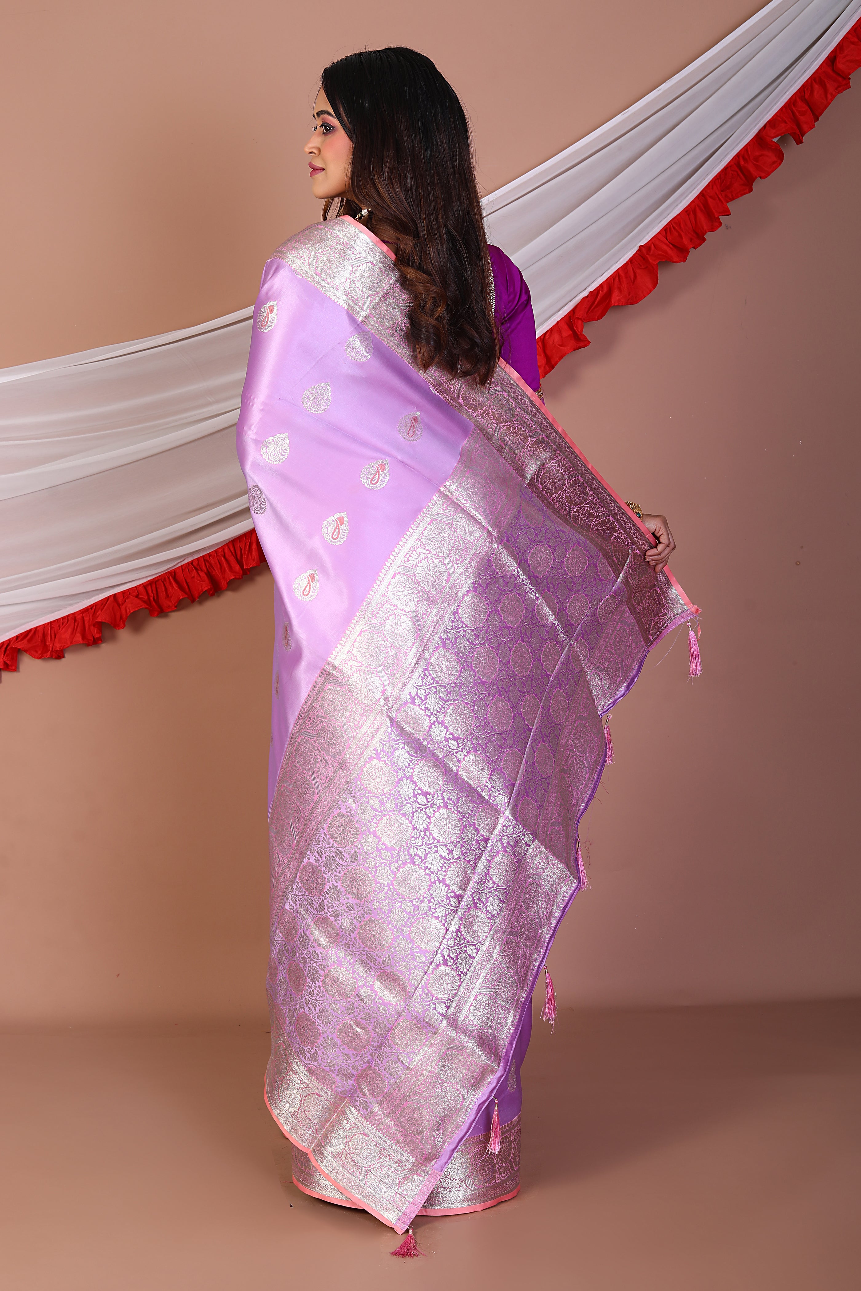 Mauve Blended Satin Silk Saree - Keya Seth Exclusive