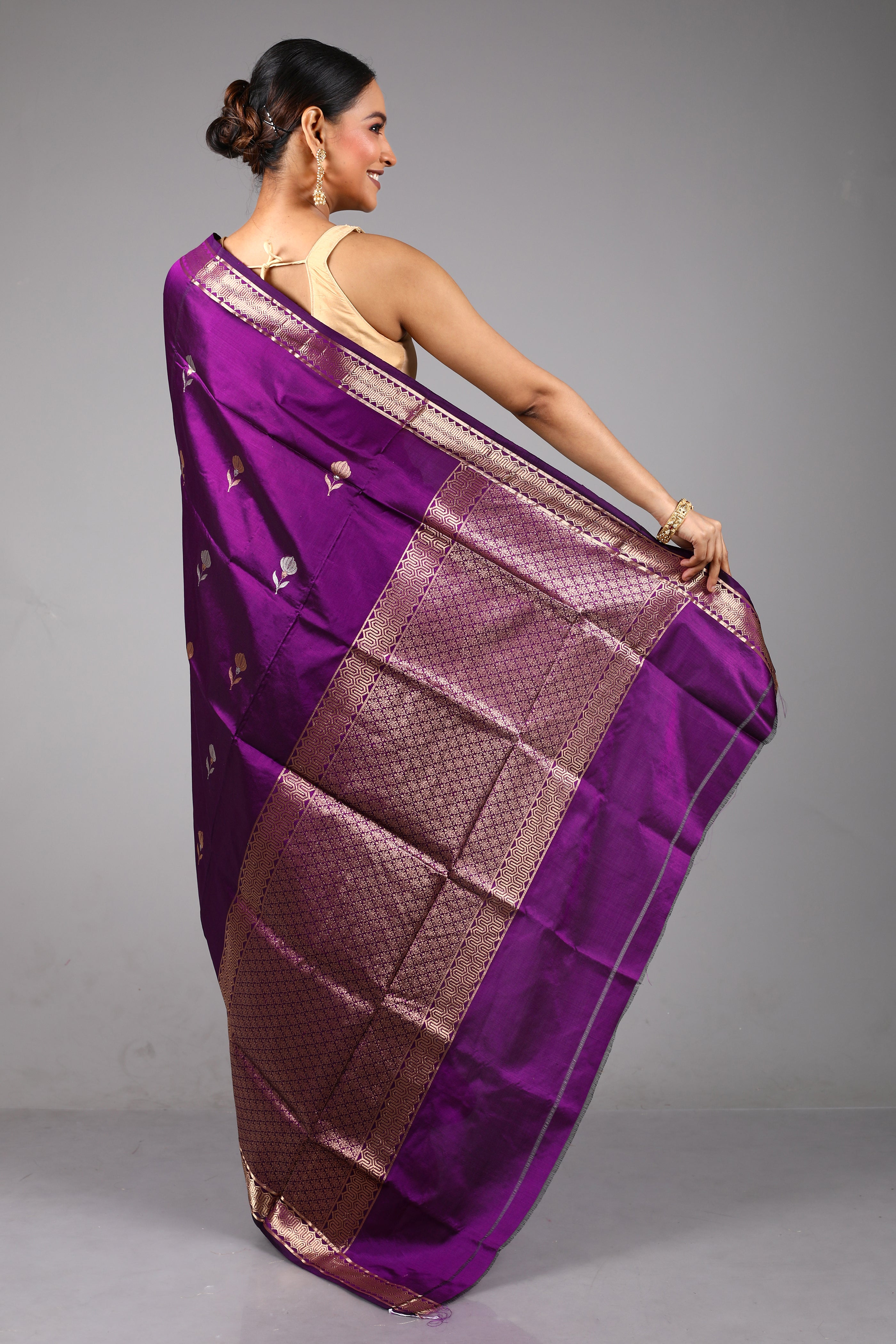 Deep Purple Pure Katan Silk Saree