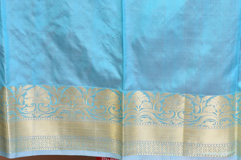 Sky Blue Pure Katan Saree - Keya Seth Exclusive