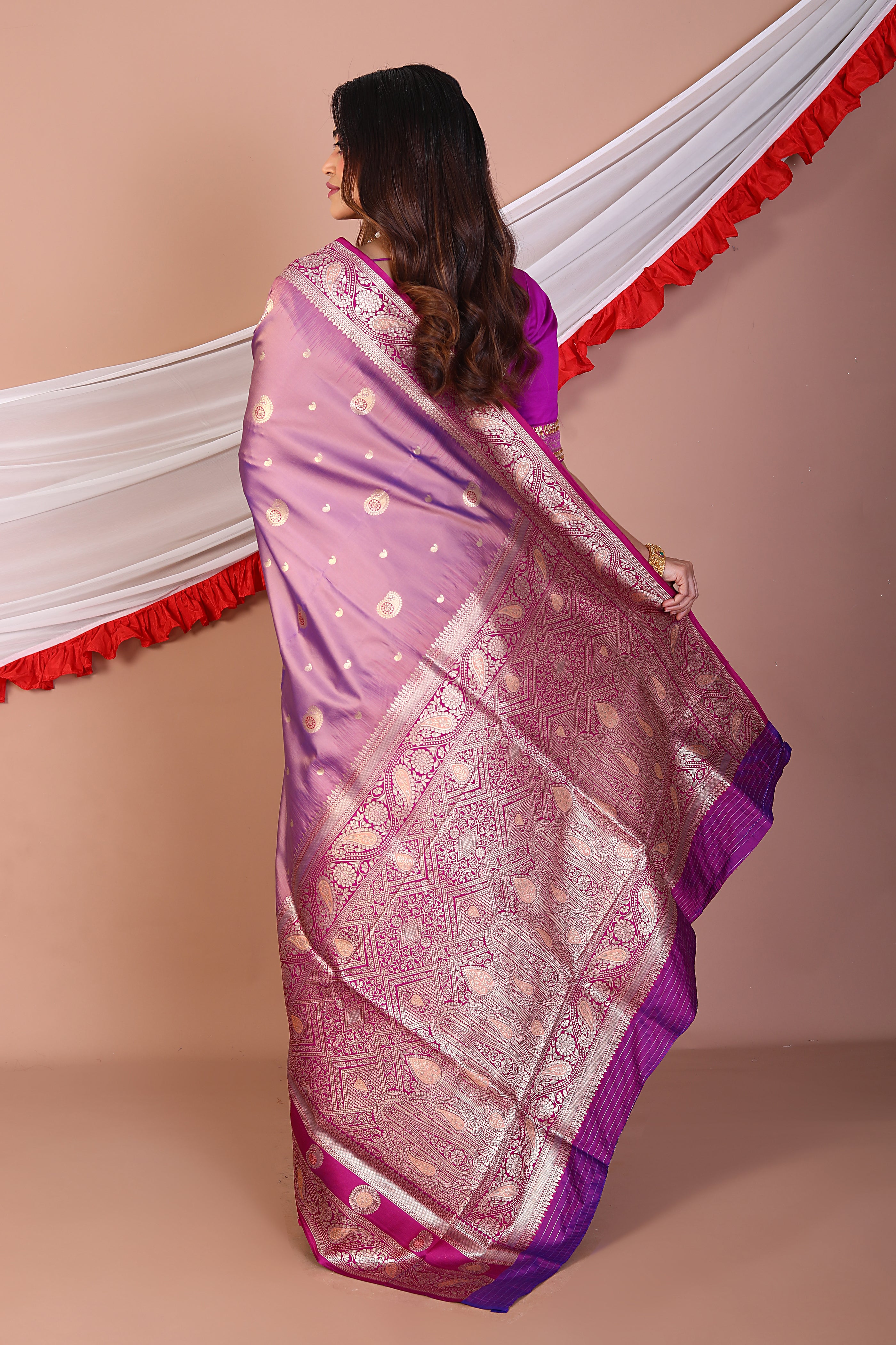Dual Tone Lavender Blended Mashru Silk Saree - Keya Seth Exclusive