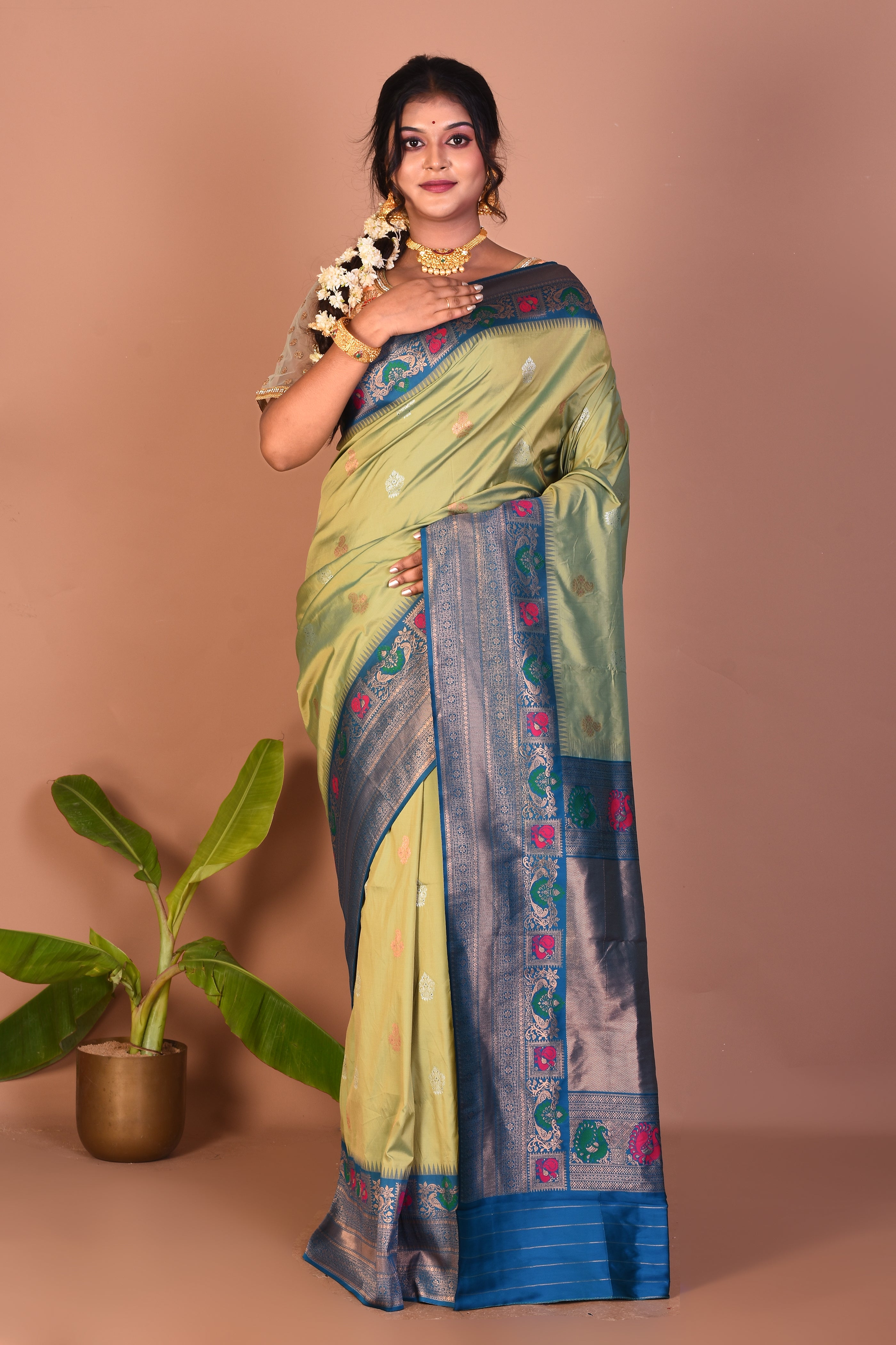 Green Blended Tissue Saree - Keya Seth Exclusive