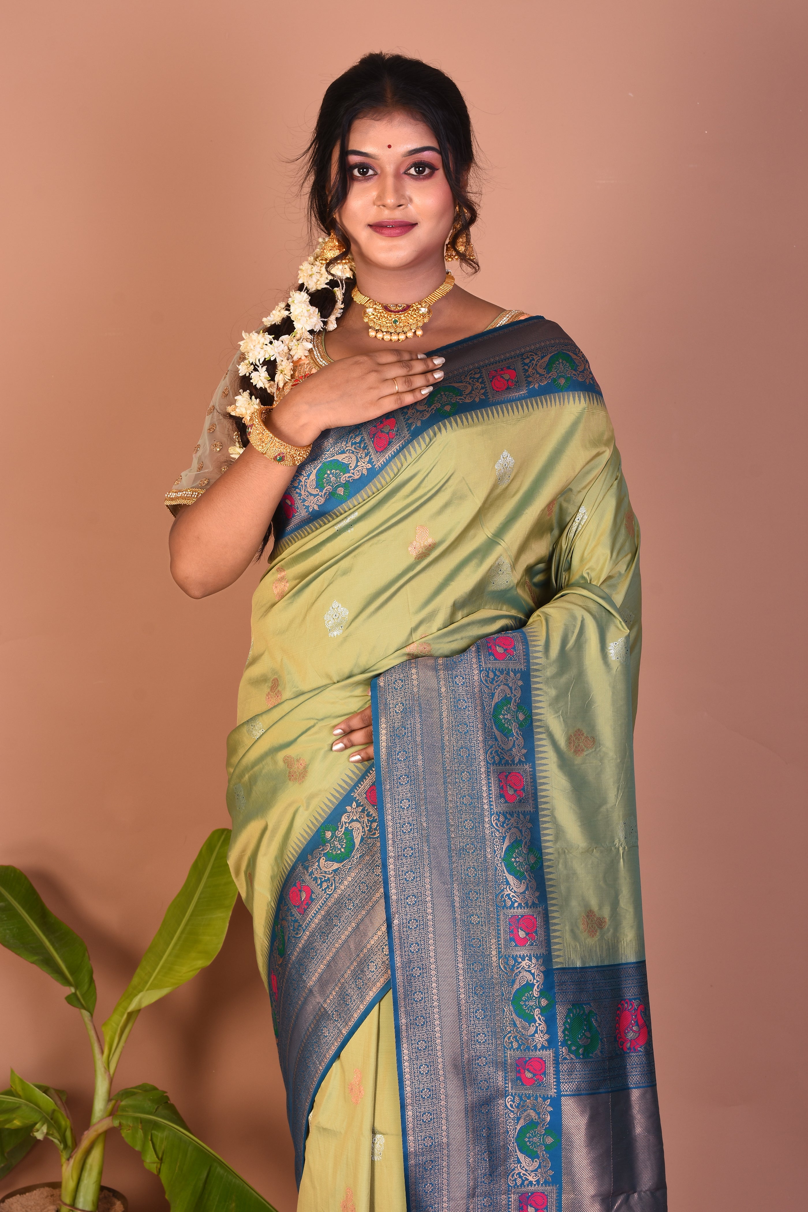 Green Blended Tissue Saree - Keya Seth Exclusive