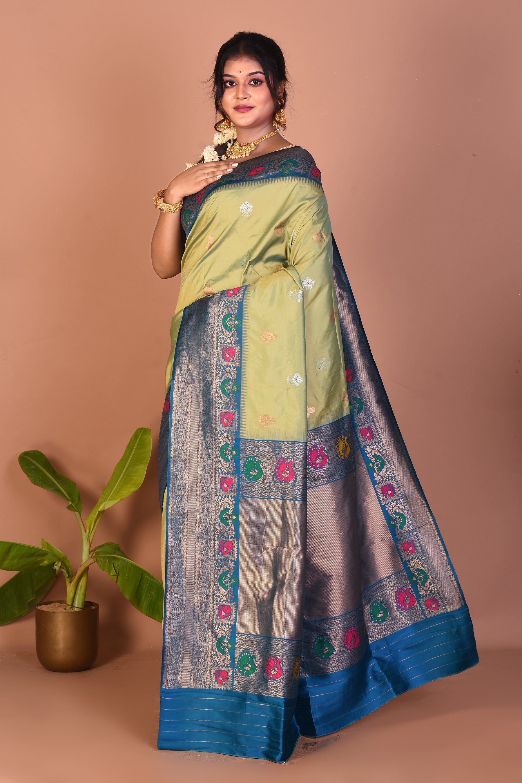 Green Blended Tissue Saree - Keya Seth Exclusive