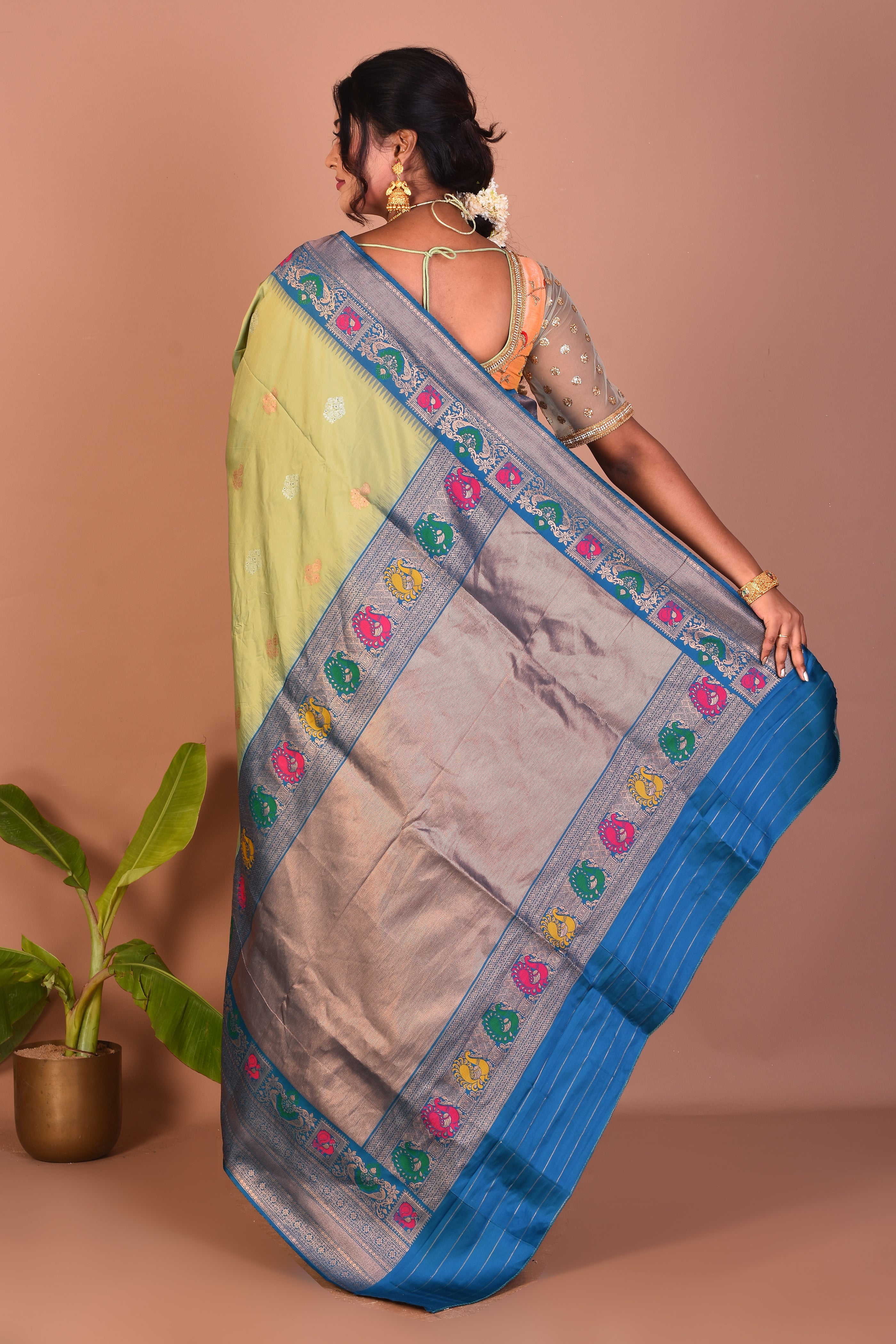Green Blended Tissue Saree - Keya Seth Exclusive