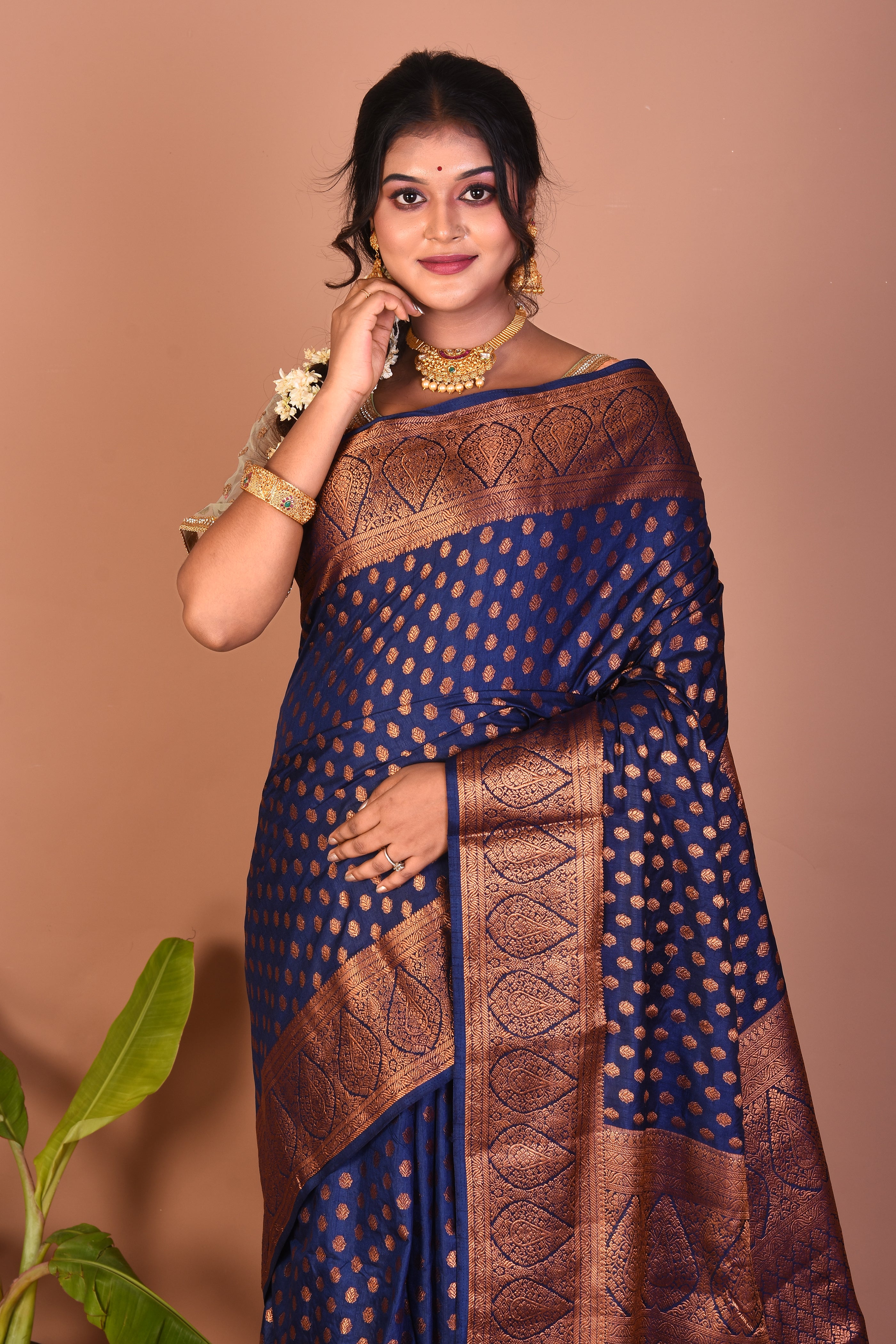 Navy Blue Art Silk Saree - Keya Seth Exclusive