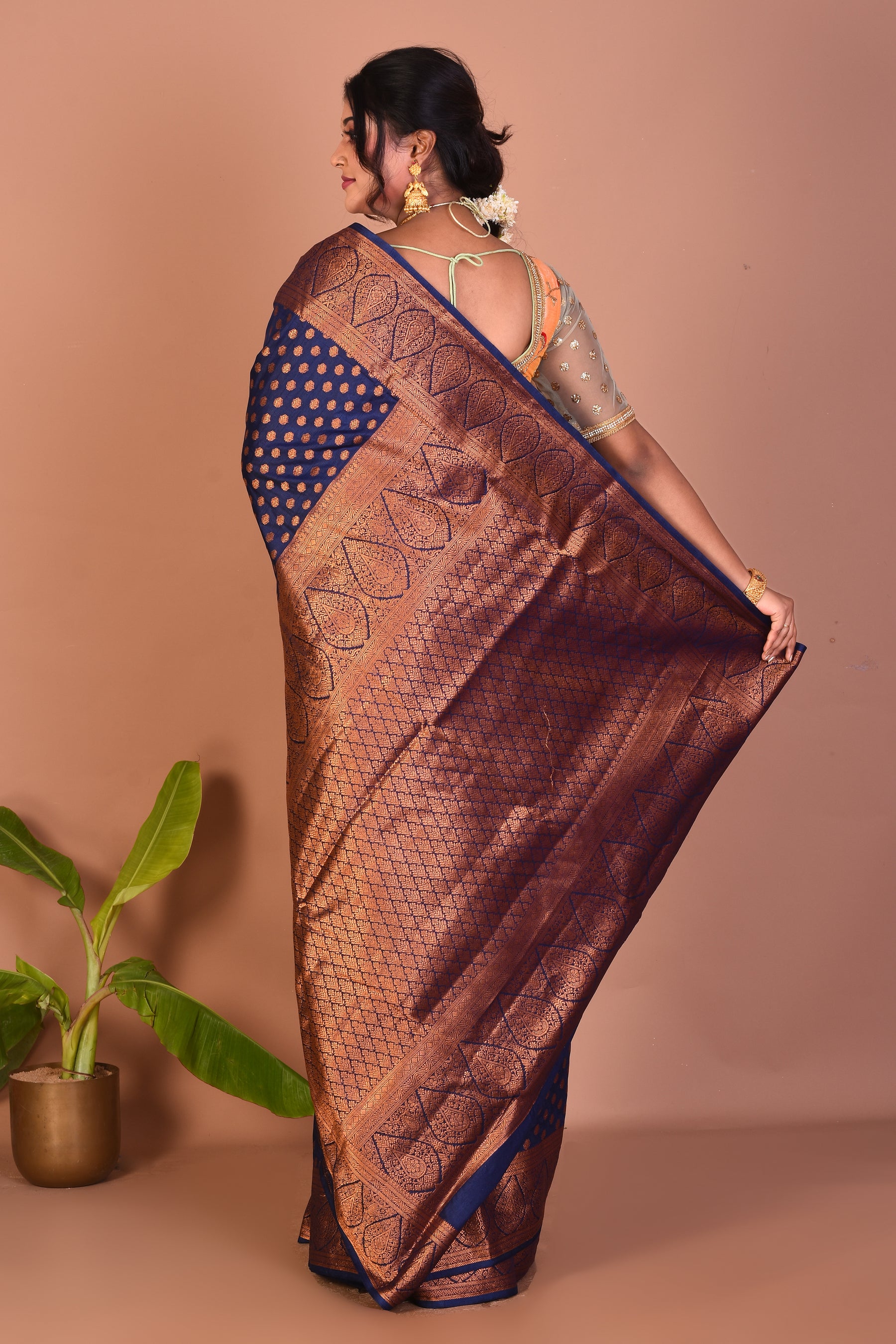 Navy Blue Art Silk Saree - Keya Seth Exclusive