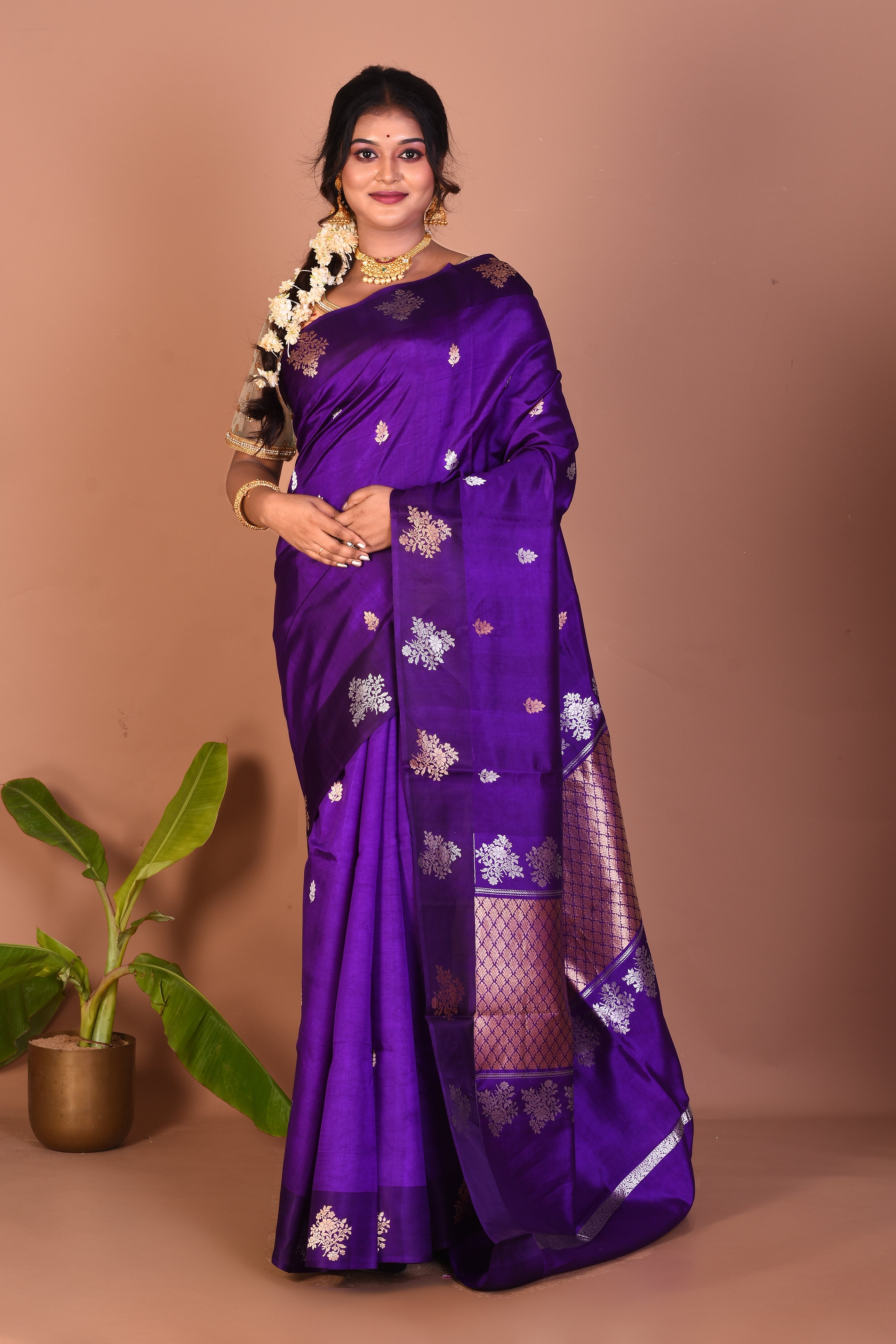 Violet Pure Katan Saree - Keya Seth Exclusive