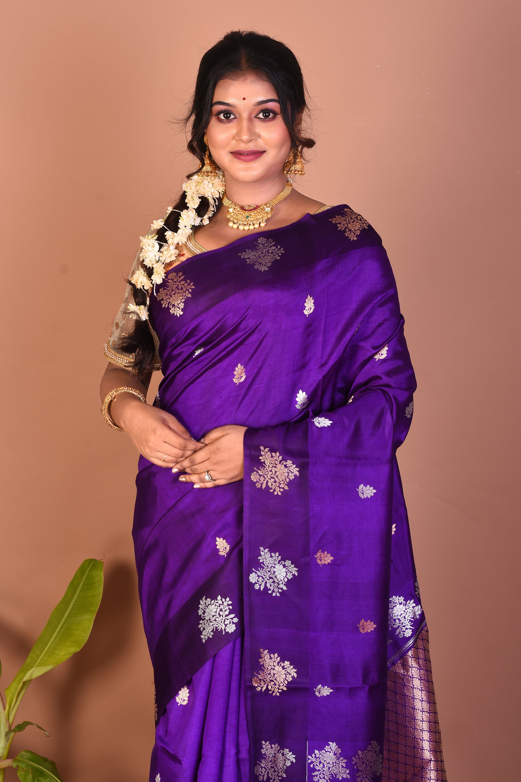 Violet Pure Katan Saree - Keya Seth Exclusive