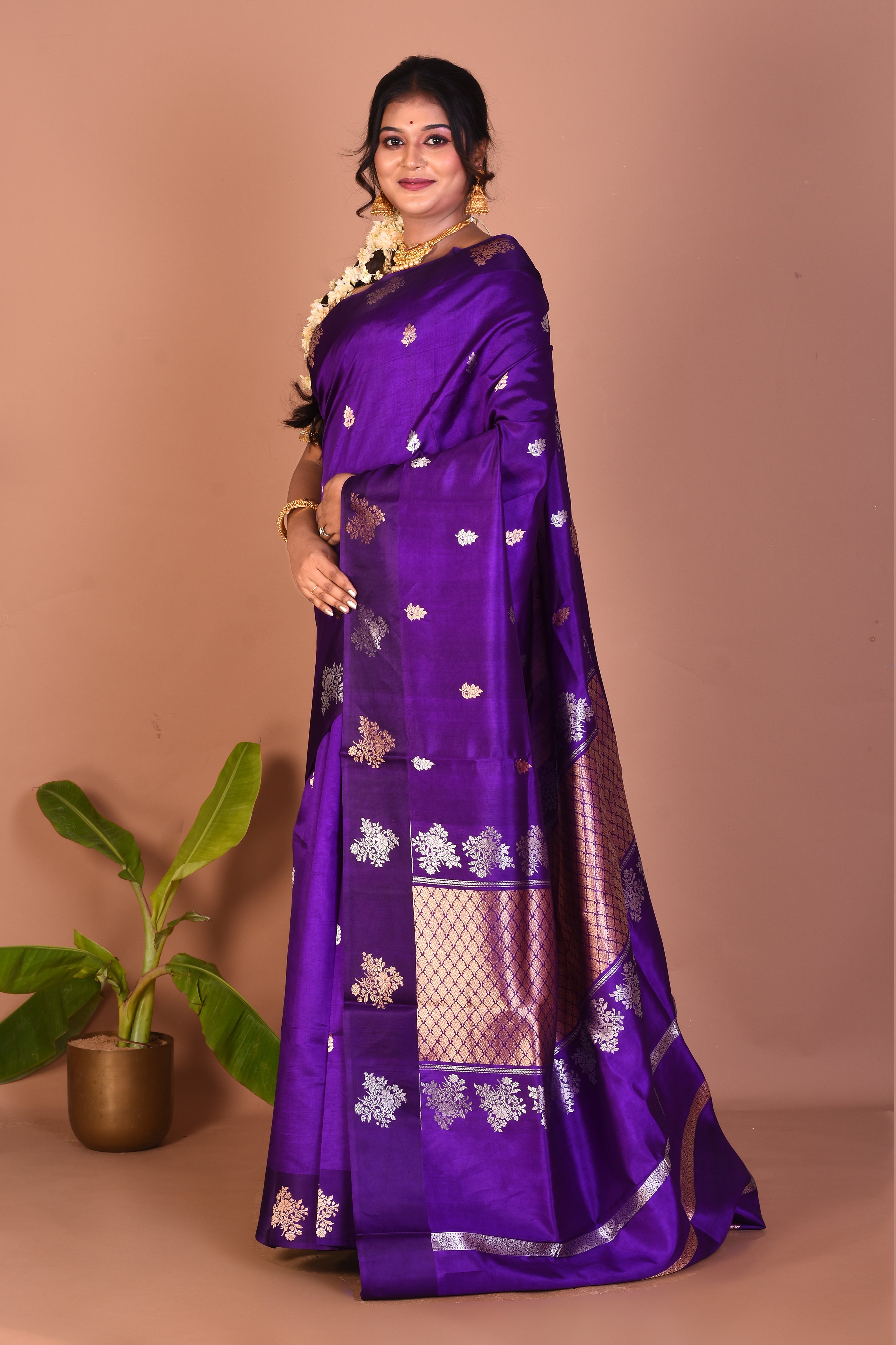 Violet Pure Katan Saree - Keya Seth Exclusive