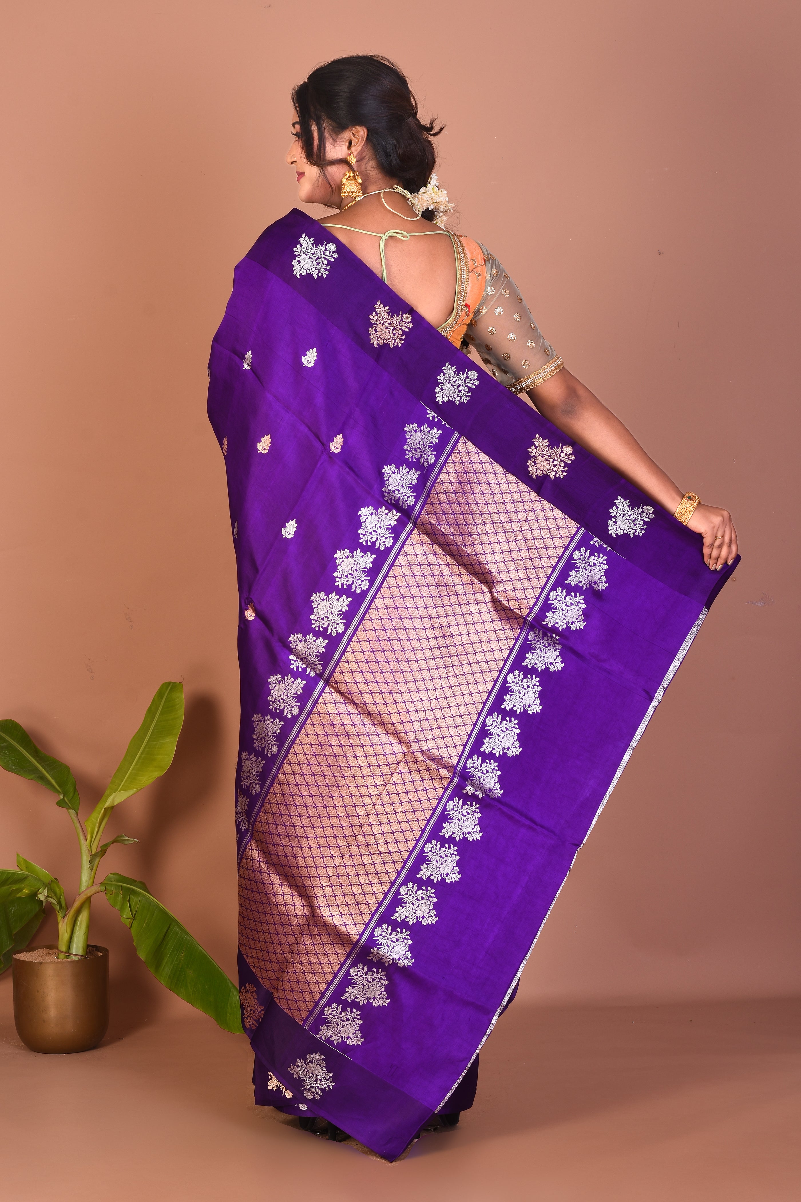 Violet Pure Katan Saree - Keya Seth Exclusive