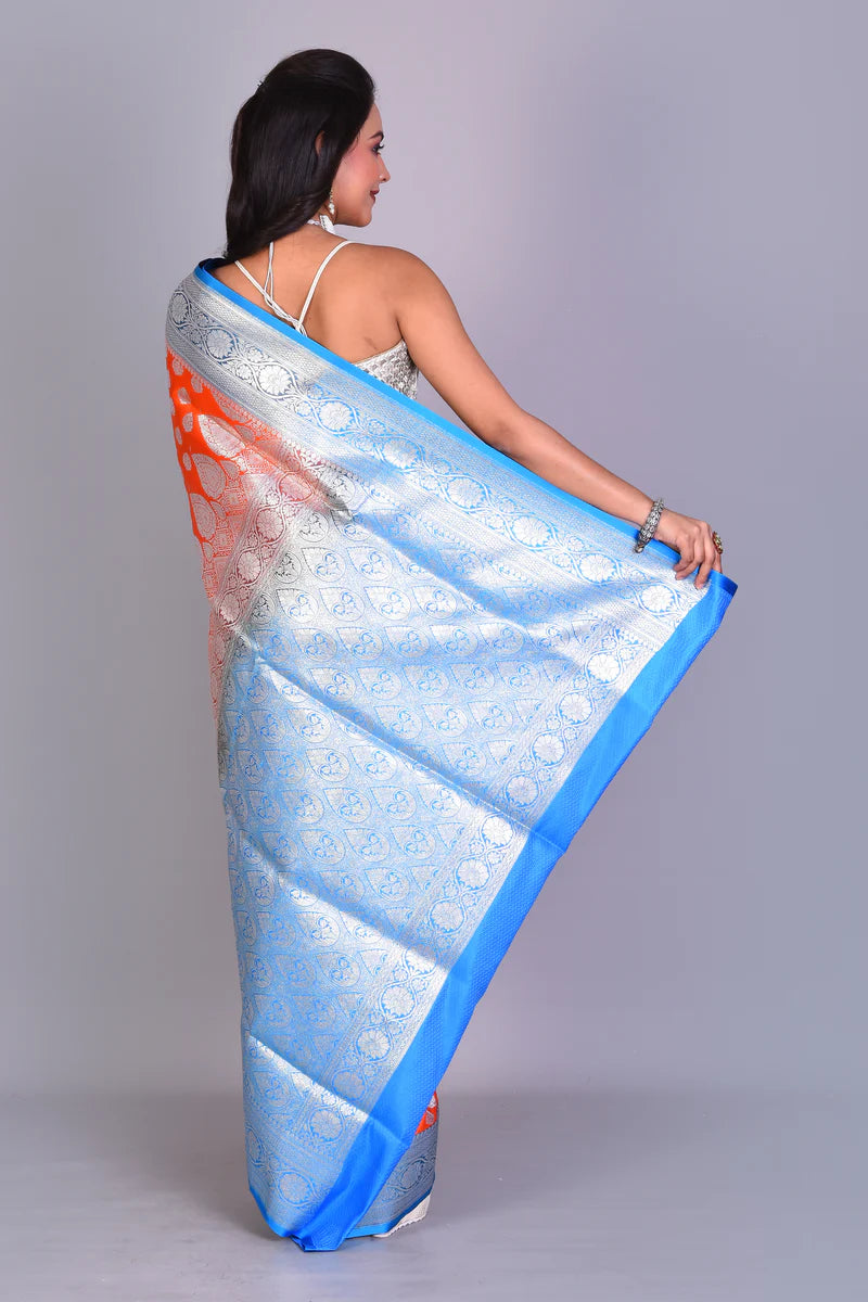 Orange Patli Pallu Banarasi Silk Saree with Blouse Piece - Keya Seth Exclusive