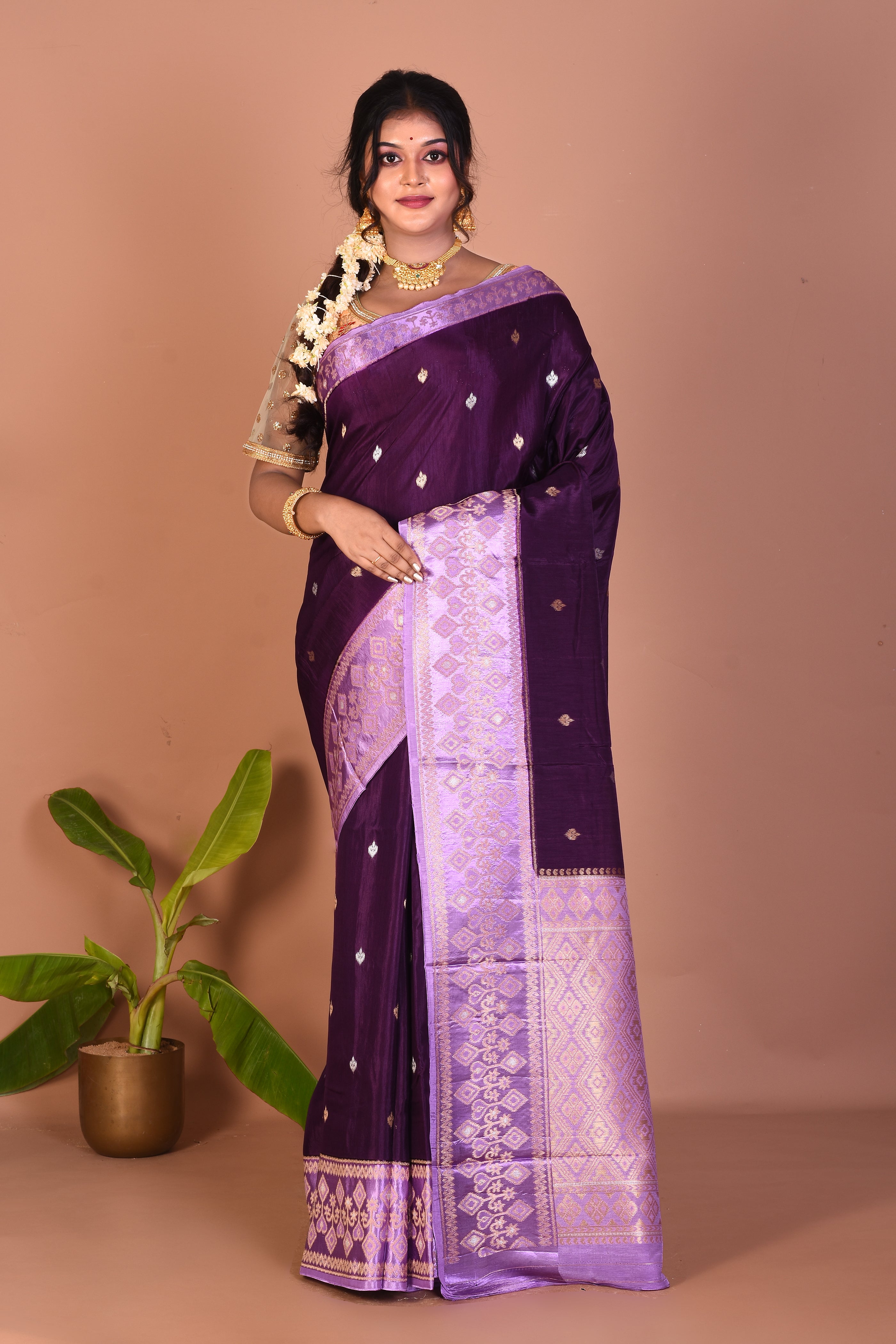 Purple Blended Silk Saree - Keya Seth Exclusive