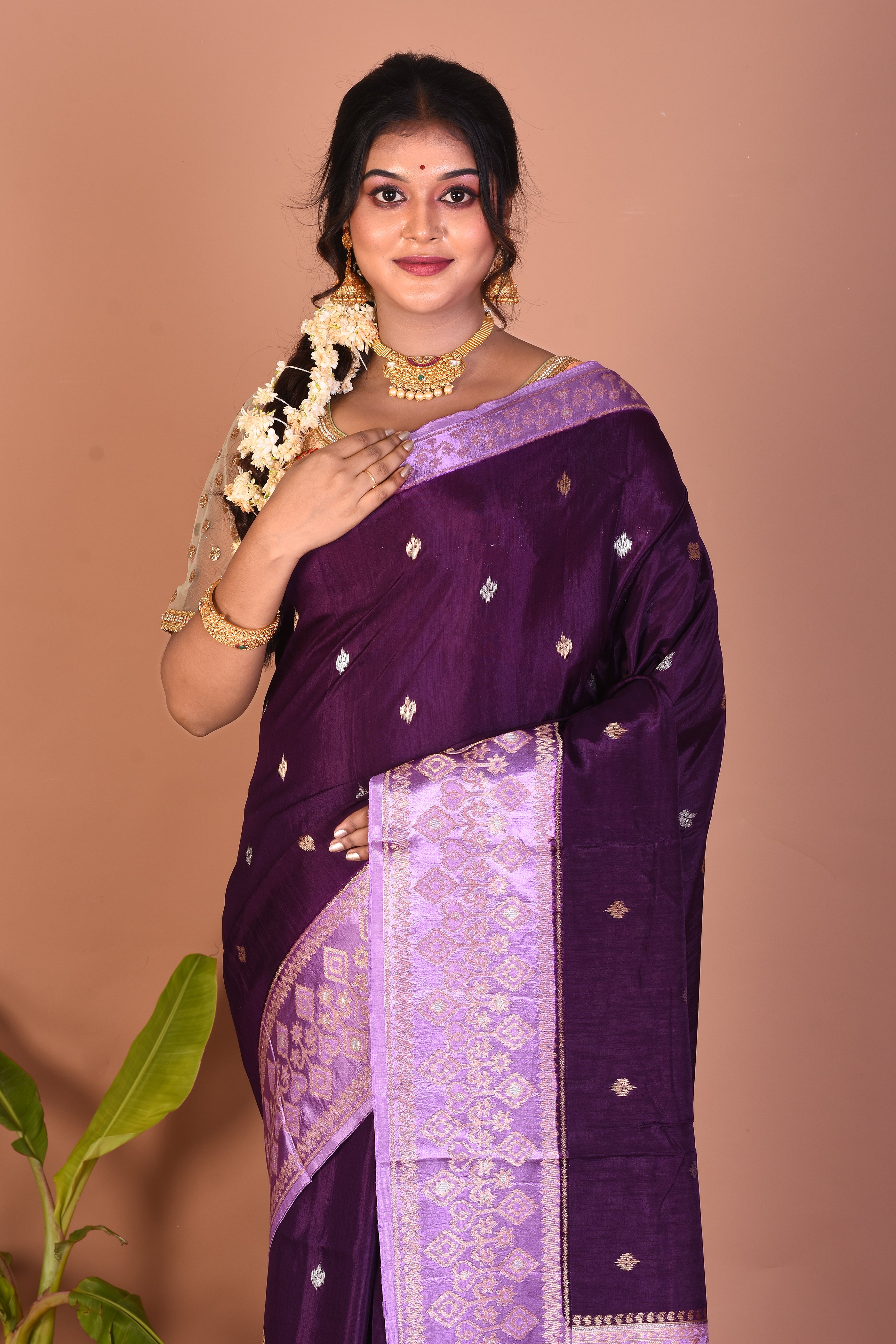 Purple Blended Silk Saree - Keya Seth Exclusive