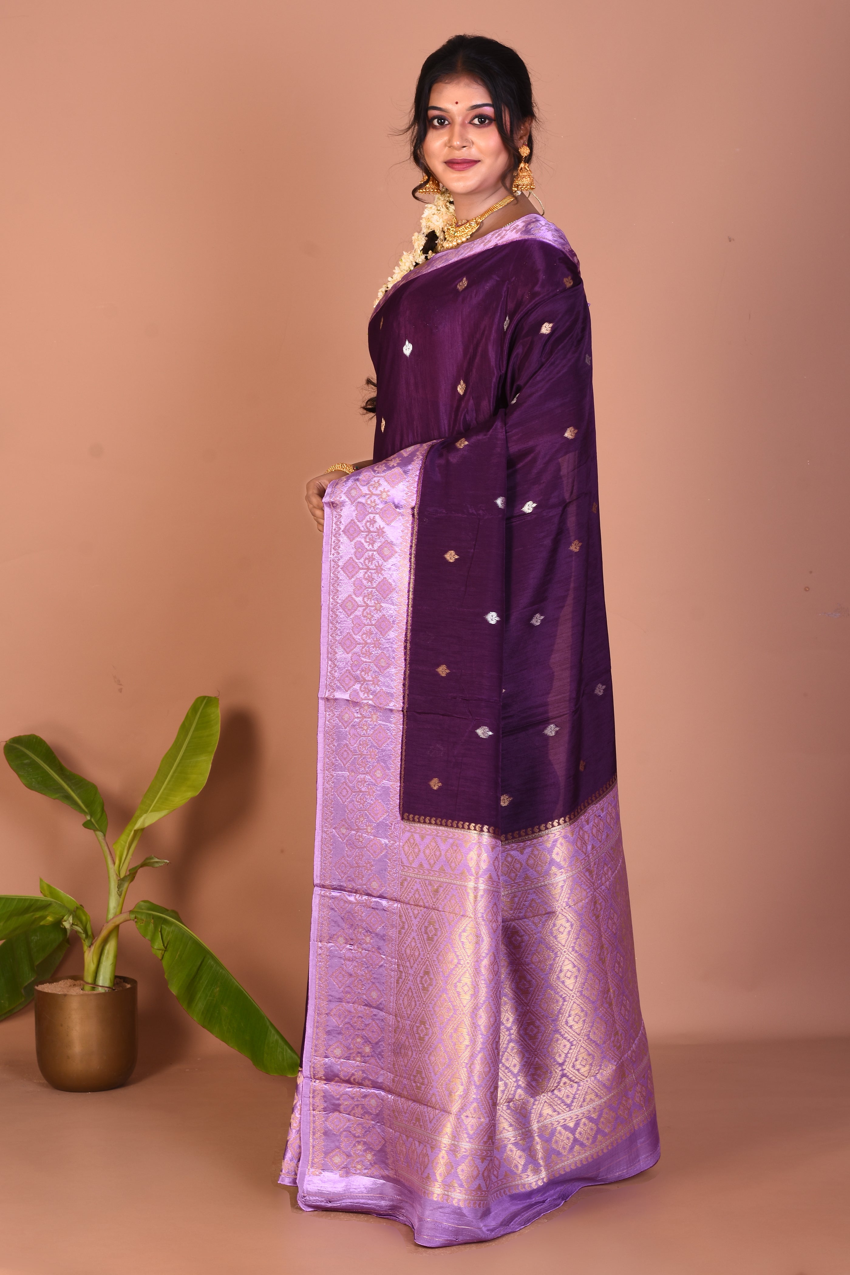 Purple Blended Silk Saree - Keya Seth Exclusive