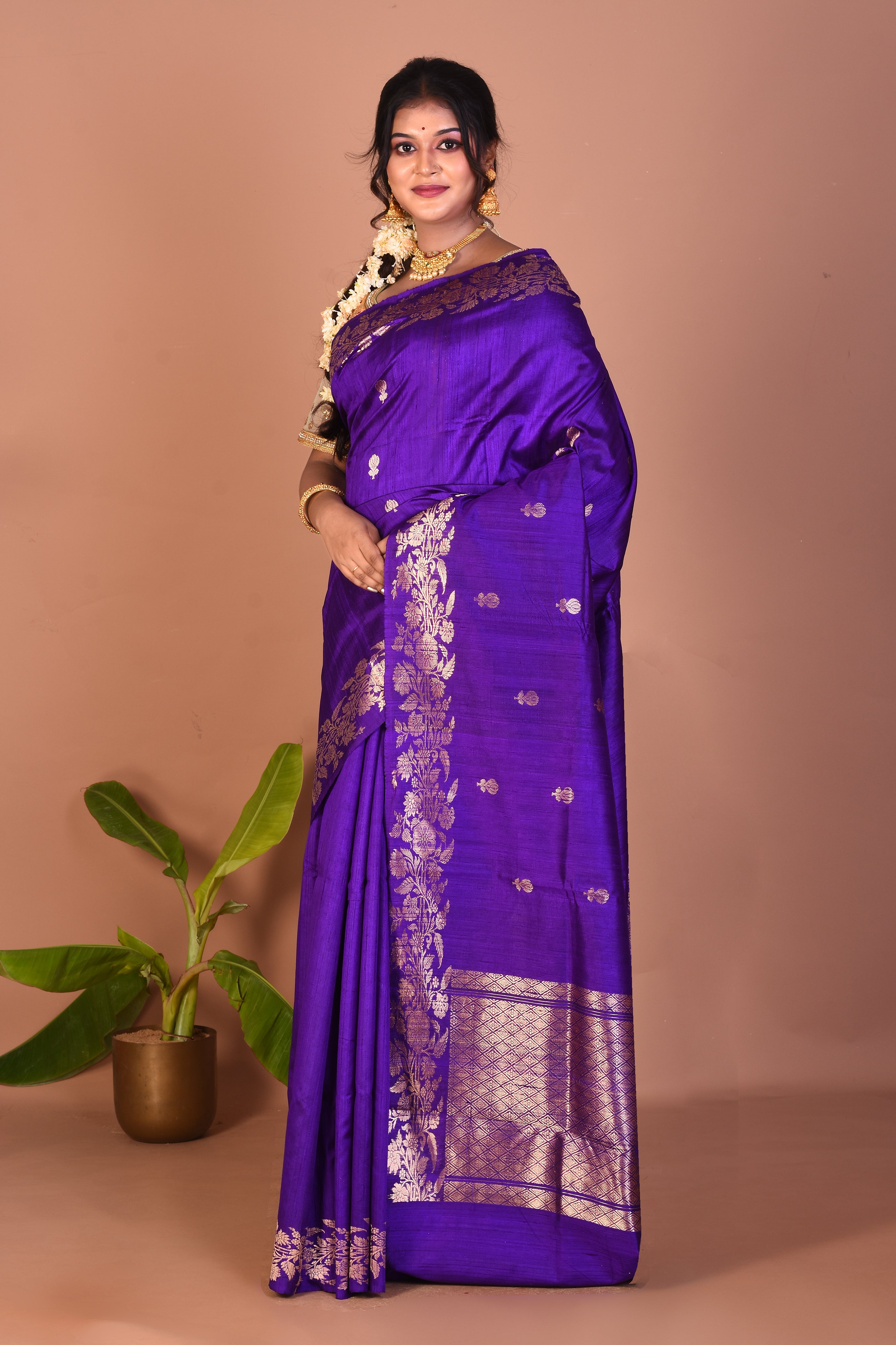 Violet Pure Tussar Saree - Keya Seth Exclusive