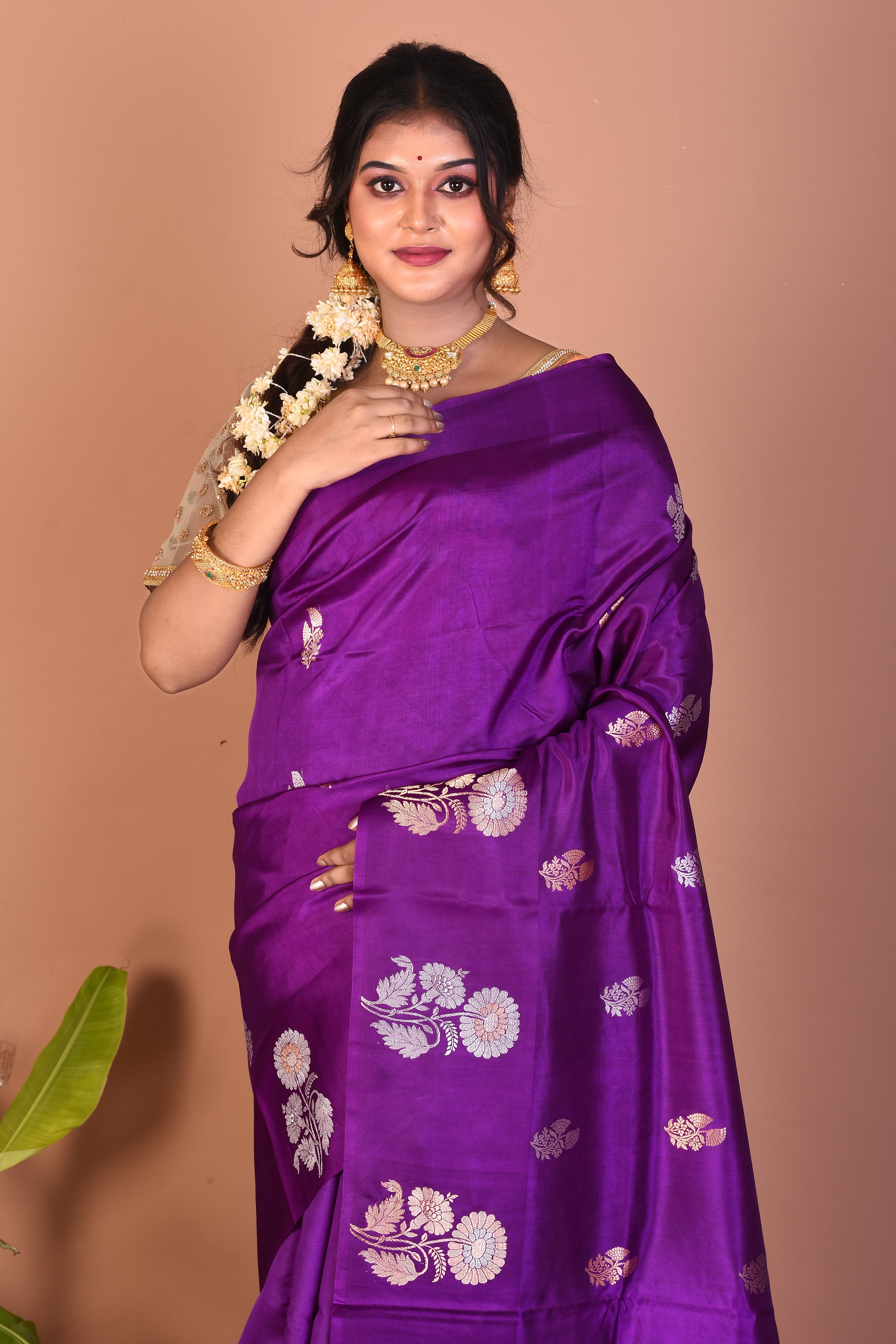Violet Pure Katan Saree - Keya Seth Exclusive