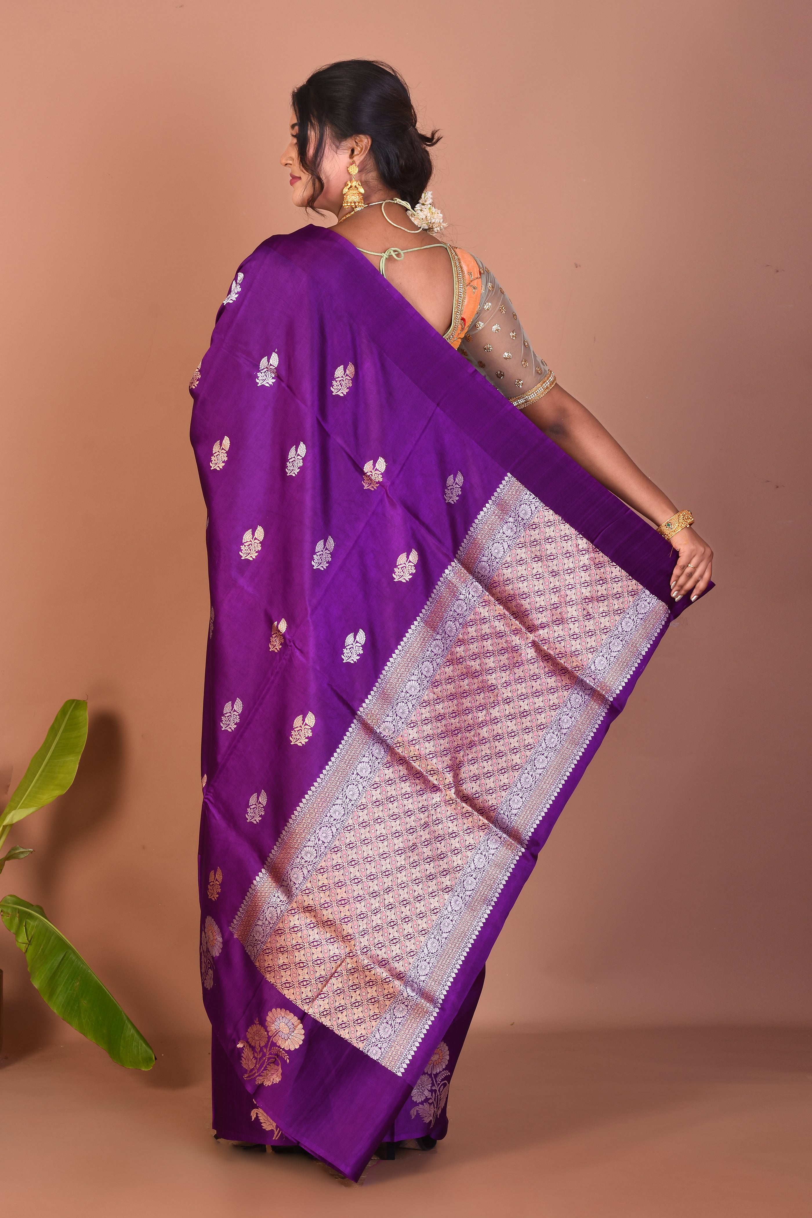 Violet Pure Katan Saree - Keya Seth Exclusive