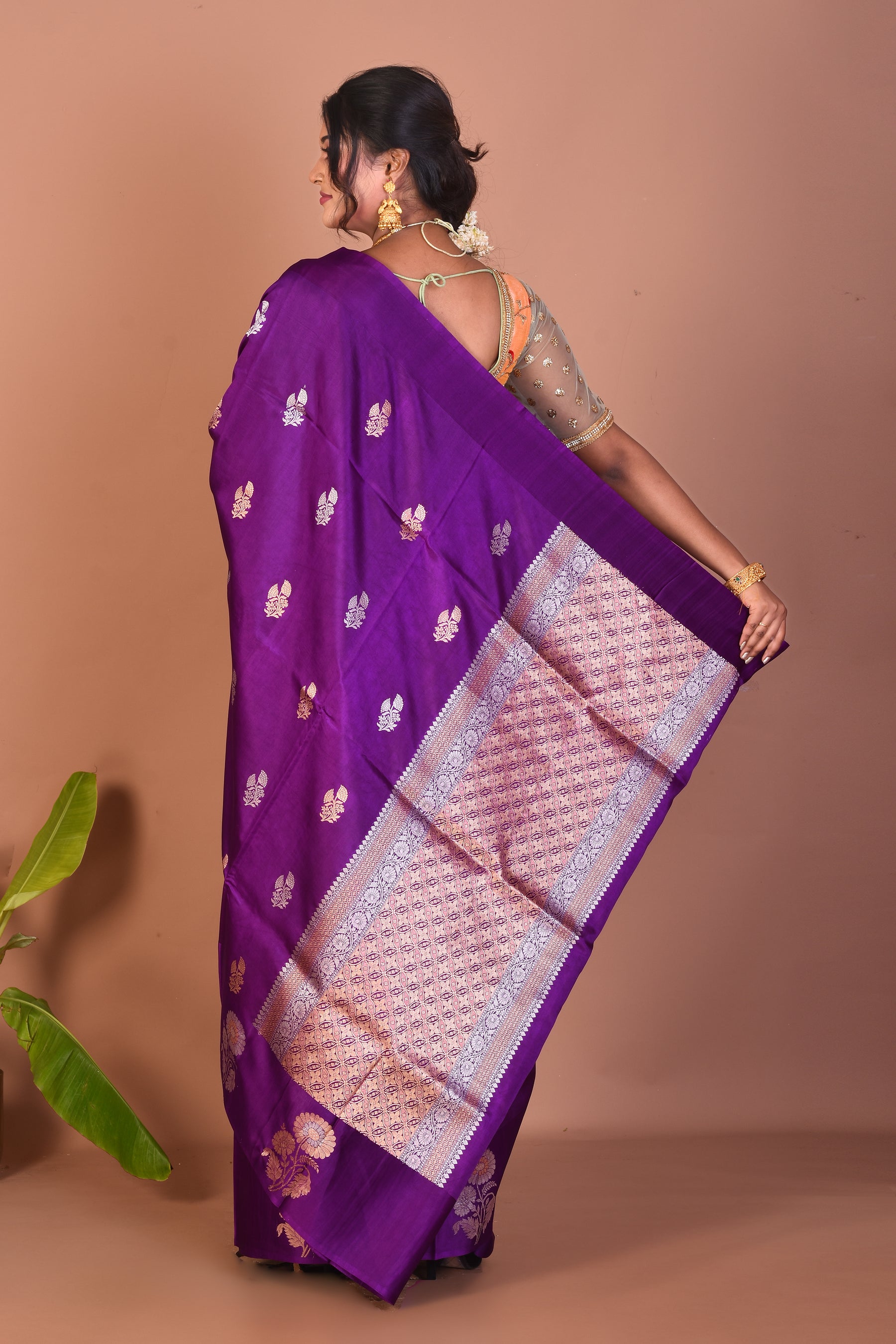 Violet Pure Katan Saree - Keya Seth Exclusive