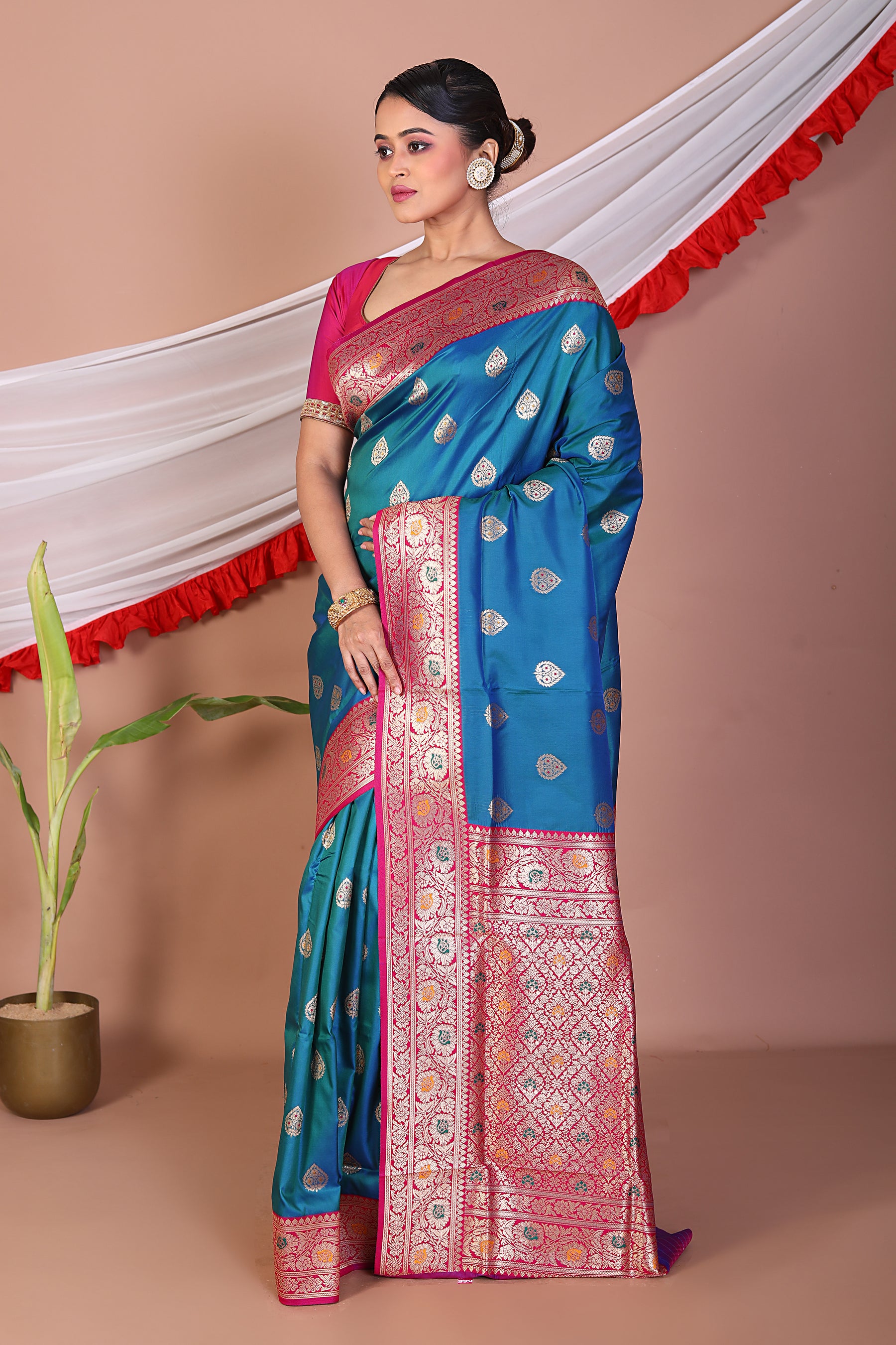 Blue Blended Mashru Silk Saree - Keya Seth Exclusive