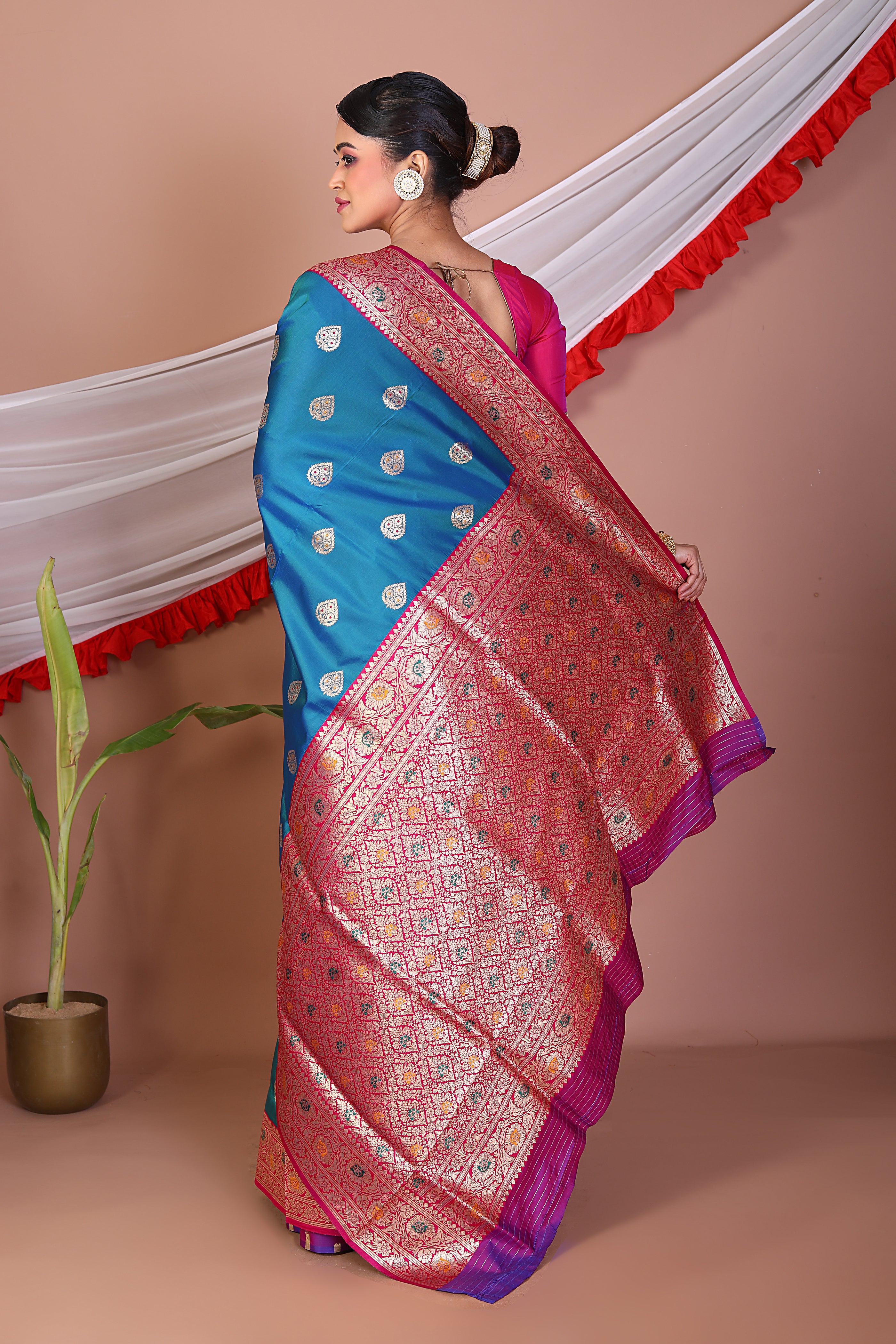 Blue Blended Mashru Silk Saree - Keya Seth Exclusive