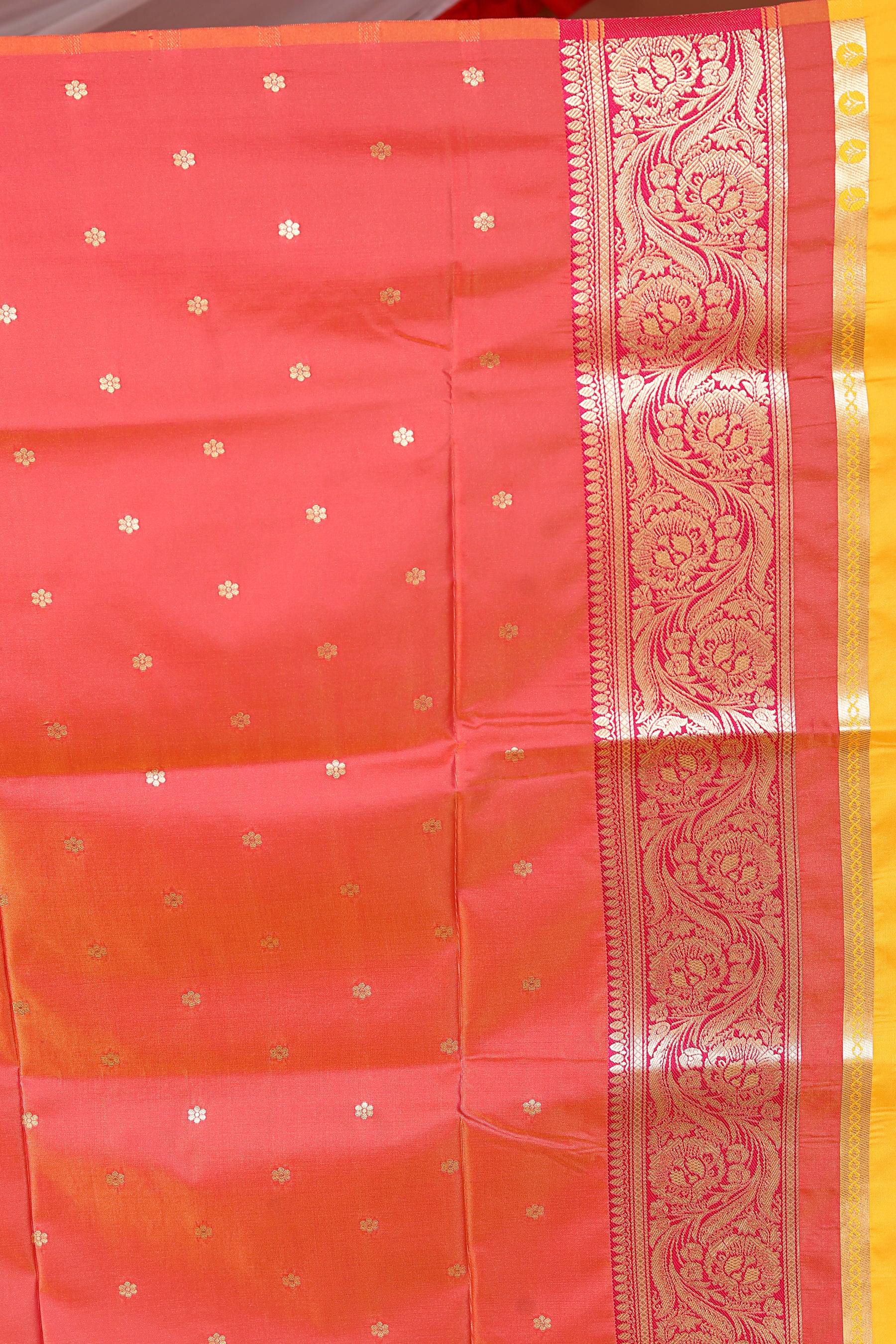 Mustard Blended Mashru Silk Saree - Keya Seth Exclusive
