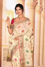 Load image into Gallery viewer, Stunning Offwhite Kota Saree with Floral Design - Keya Seth Exclusive
