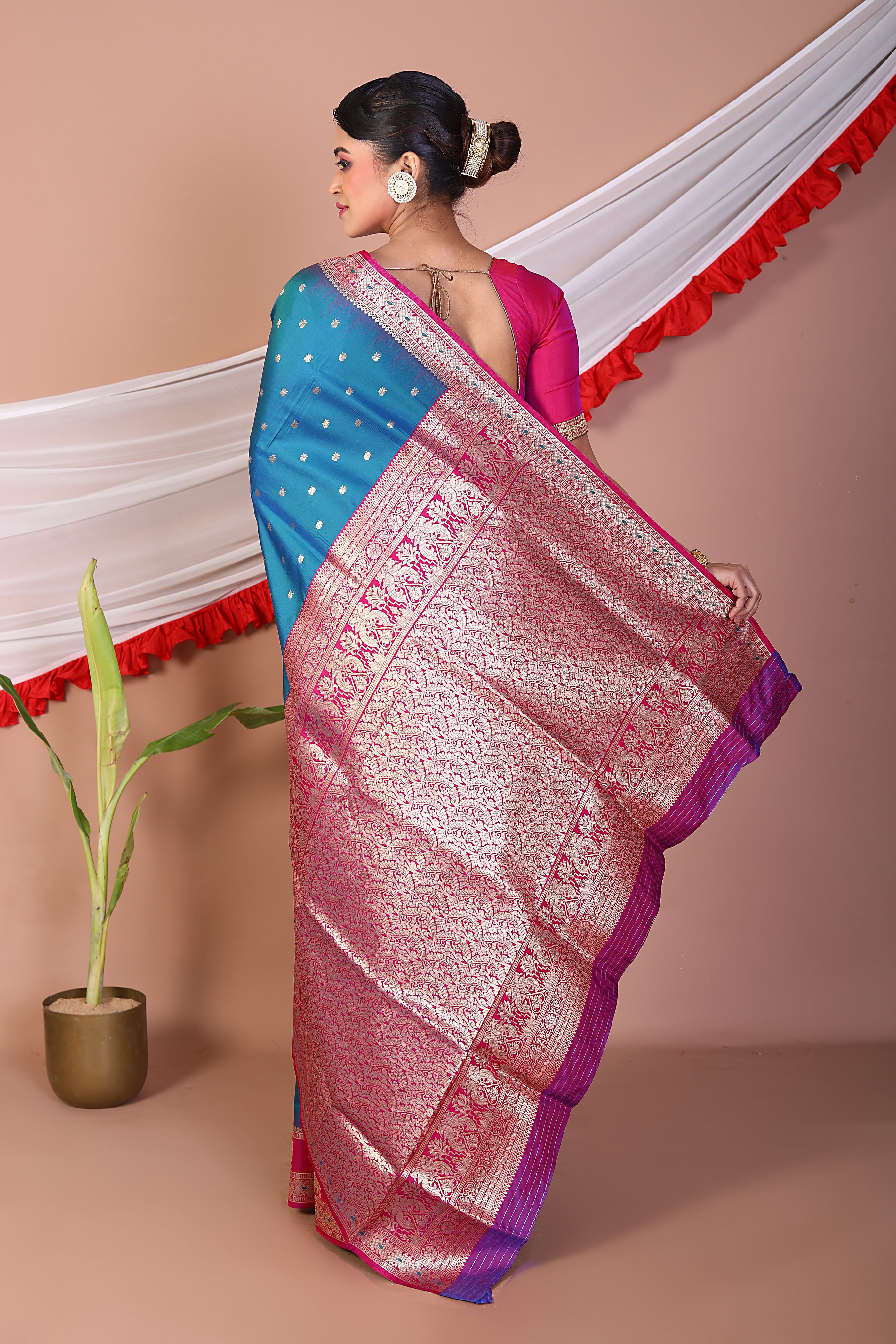 Blue Blended Mashru Silk Saree - Keya Seth Exclusive