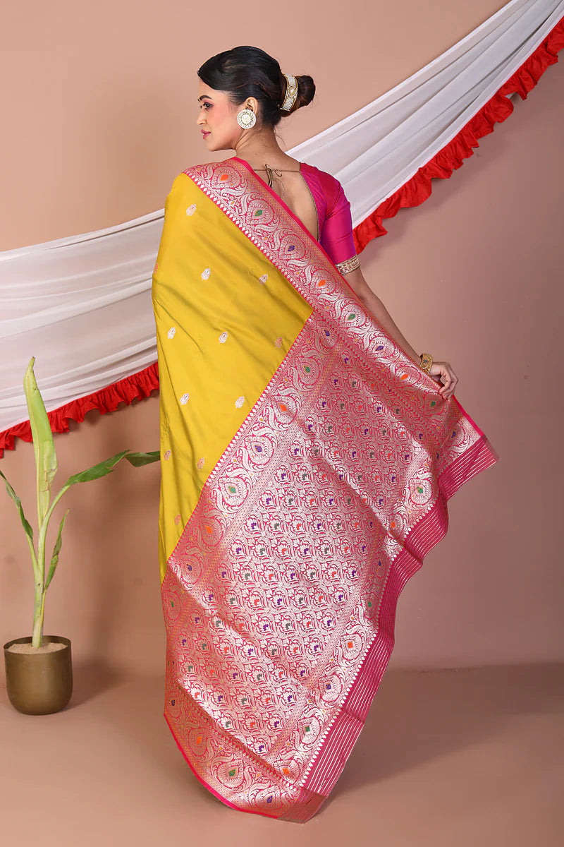 Olive Blended Mashru Silk Saree - Keya Seth Exclusive