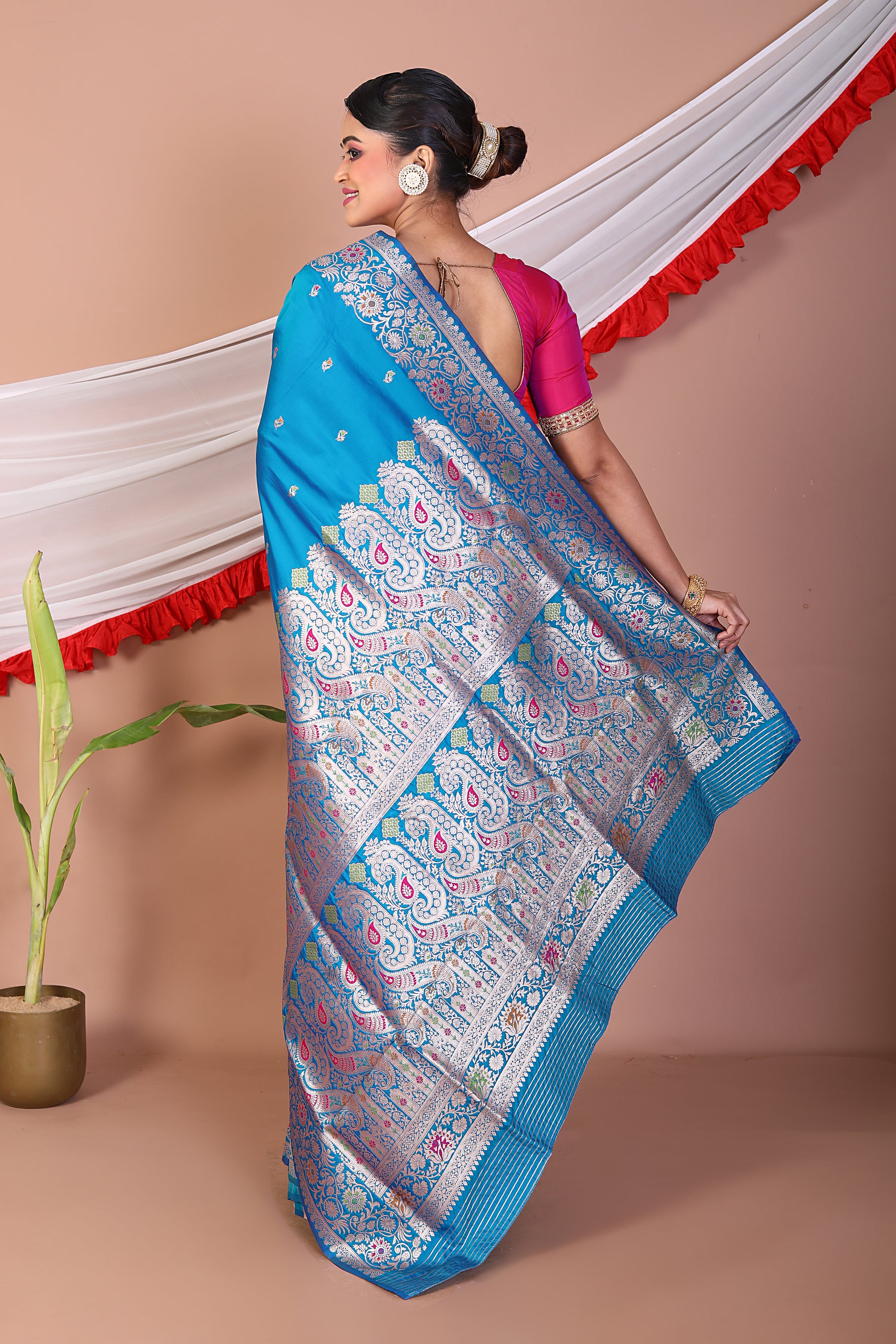 Blue Blended Mashru Silk Saree - Keya Seth Exclusive
