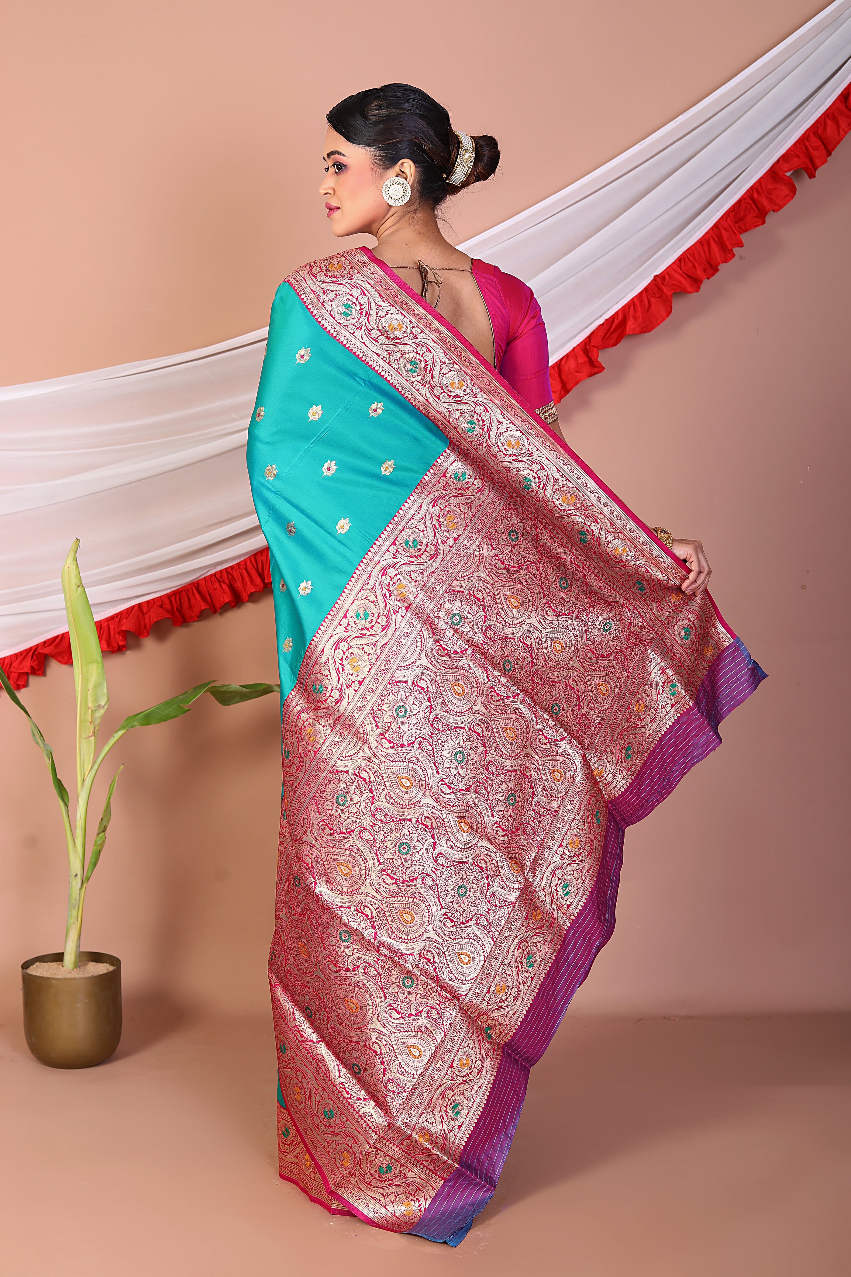 Rama Green Blended Mashru Silk - Keya Seth Exclusive