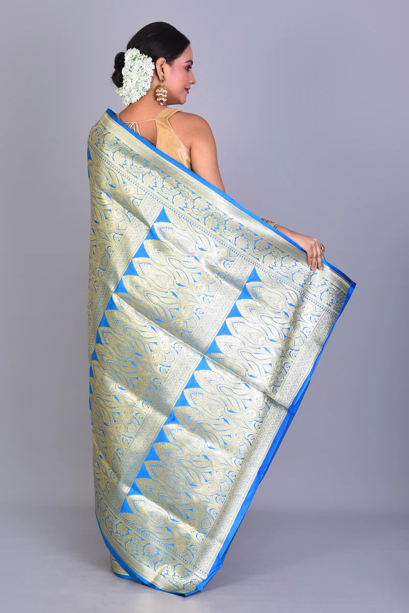 Blue Banarasi Saree with Blouse Piece - Keya Seth Exclusive