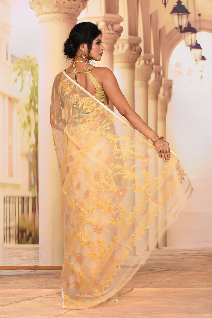 Elegant Offwhite Muslin Saree - Keya Seth Exclusive
