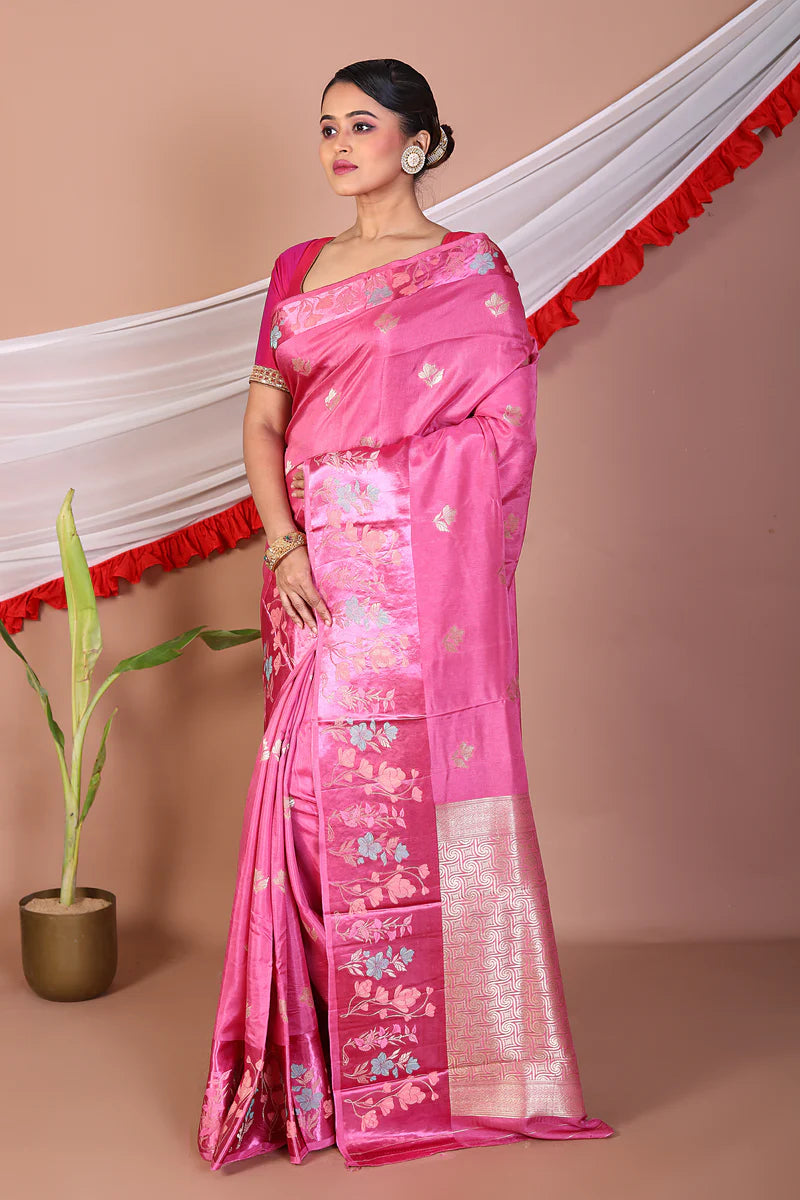 Pink Blended Mashru Silk Saree - Keya Seth Exclusive