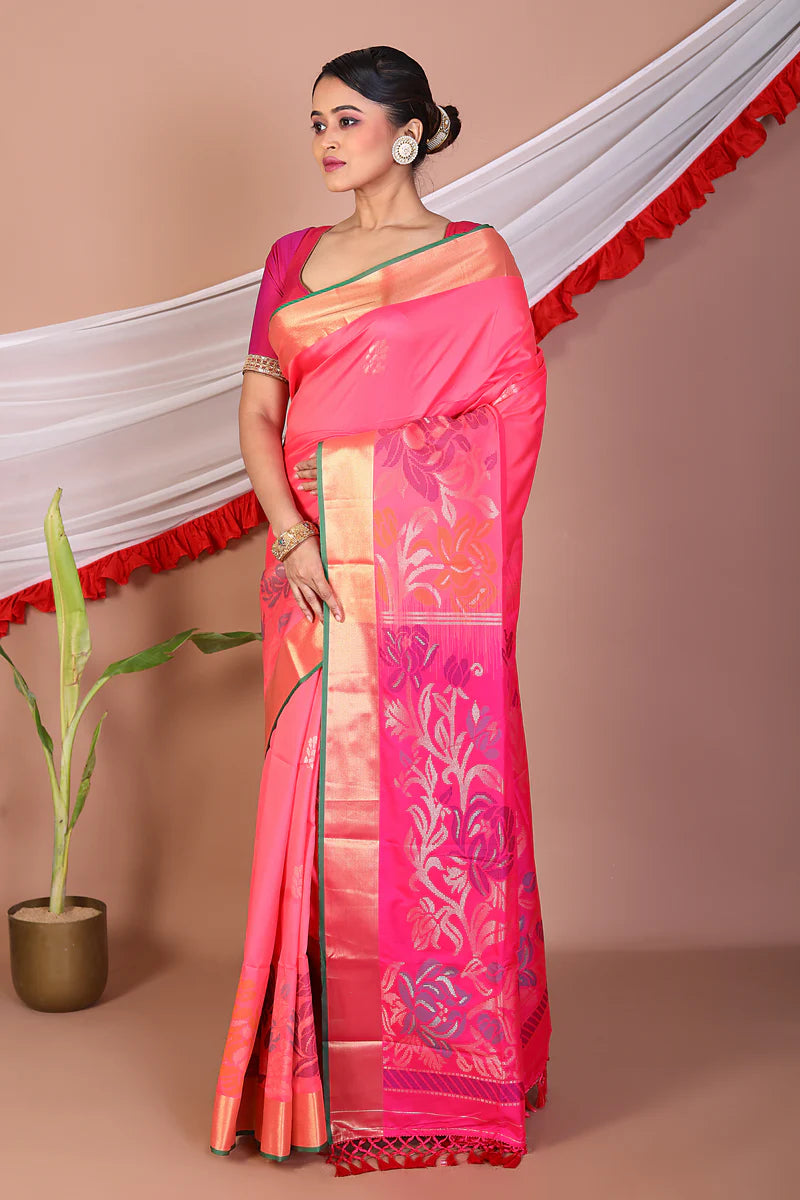 Peach Art Silk Saree - Keya Seth Exclusive