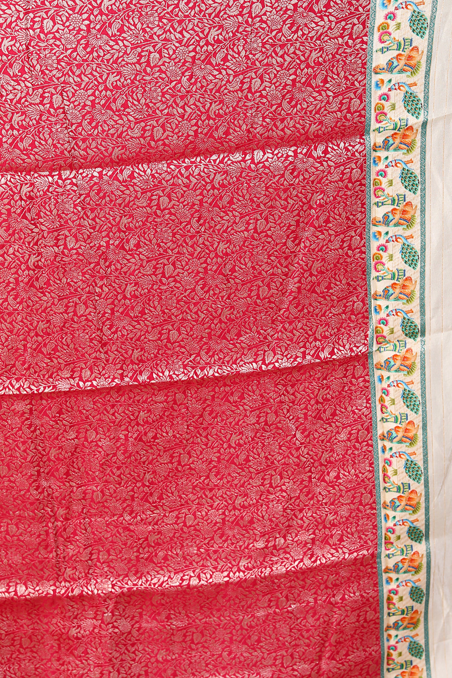 Offwhite Printed Silk Saree - Keya Seth Exclusive