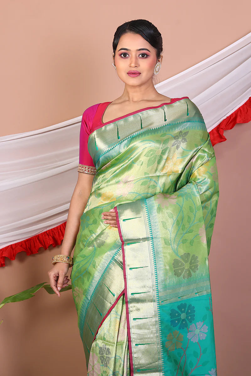 Green Blended Bangalore Silk Saree - Keya Seth Exclusive