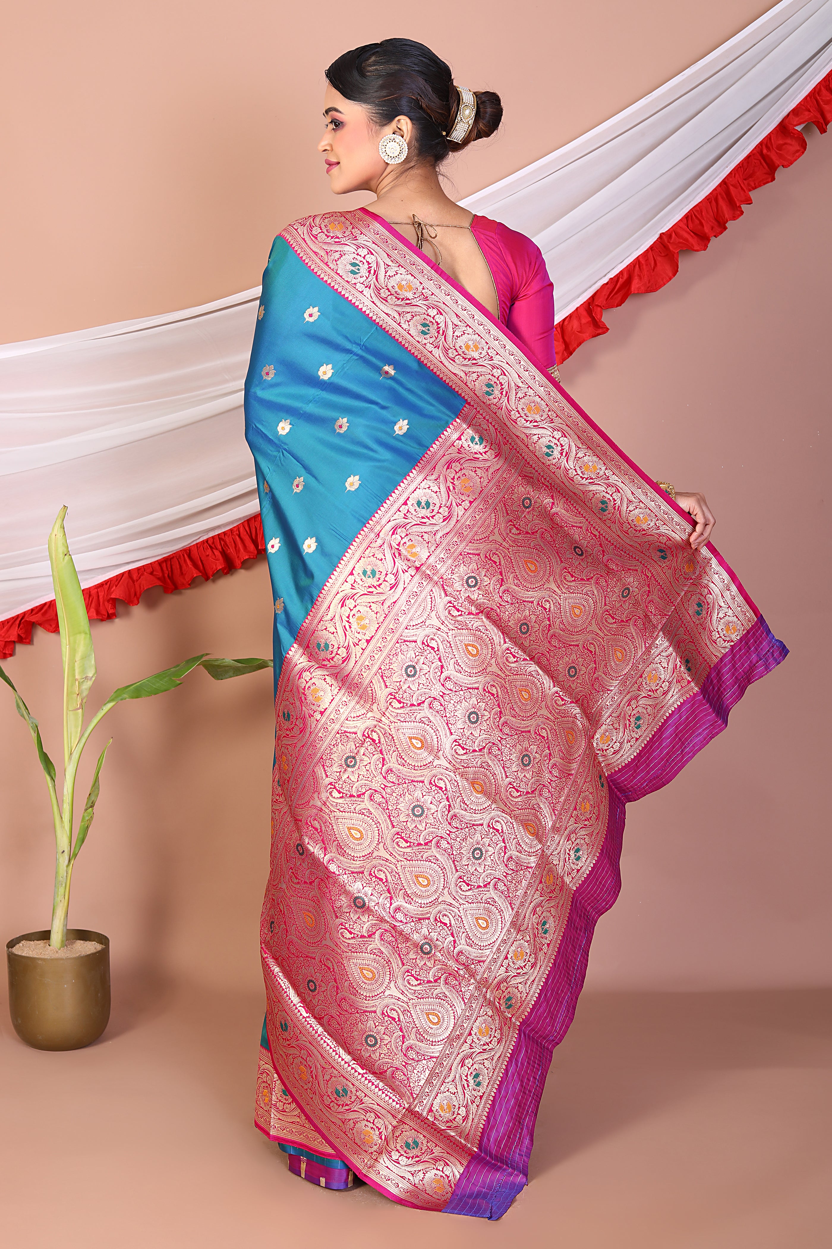 Blue Blended Mashru Silk Saree - Keya Seth Exclusive