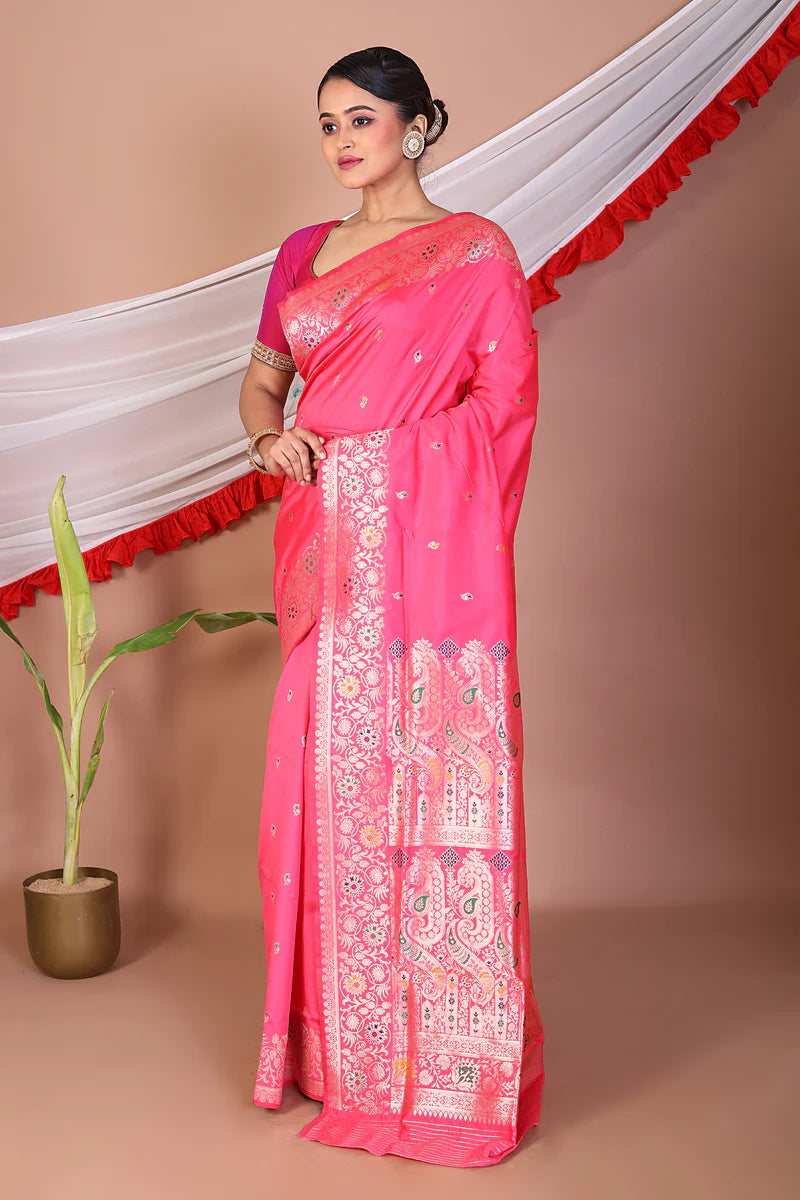 Rose Pink Blended Mashru Silk Saree - Keya Seth Exclusive