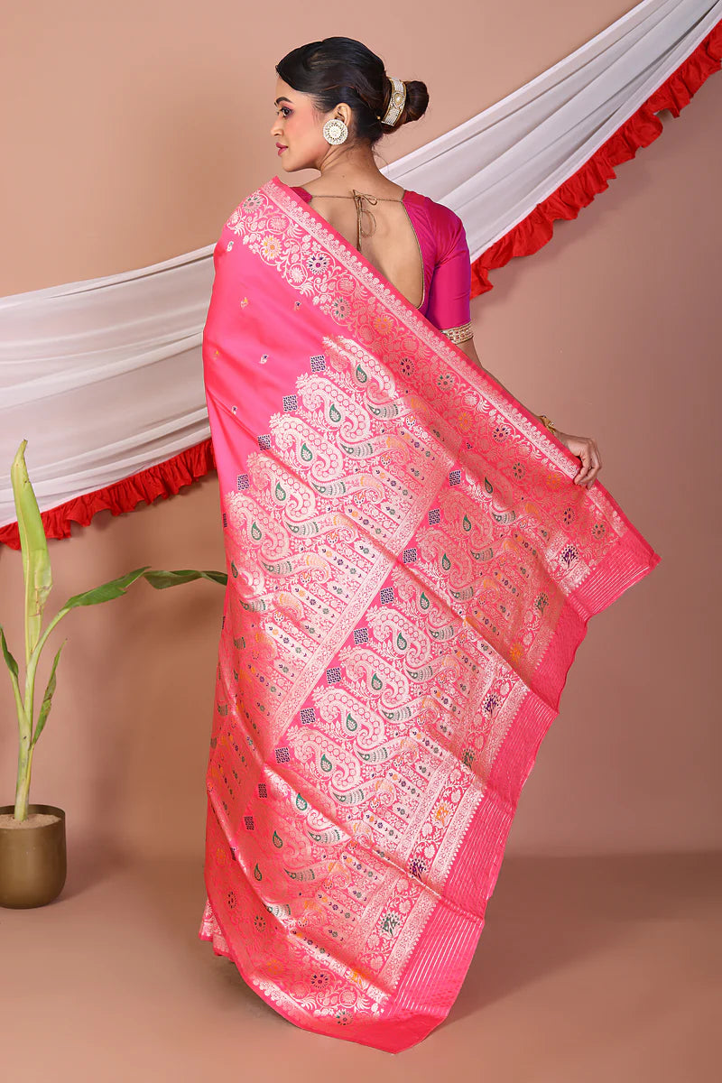 Rose Pink Blended Mashru Silk Saree - Keya Seth Exclusive