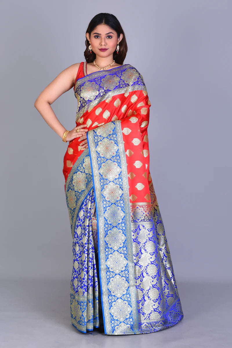 Red Half & Half Banarasi Saree with Blouse Piece - Keya Seth Exclusive