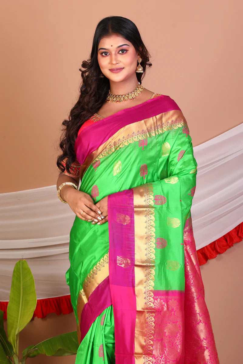 Leaf Green Pure Kanjivaram Silk Saree - Keya Seth Exclusive