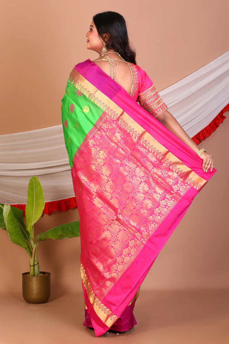 Leaf Green Pure Kanjivaram Silk Saree - Keya Seth Exclusive