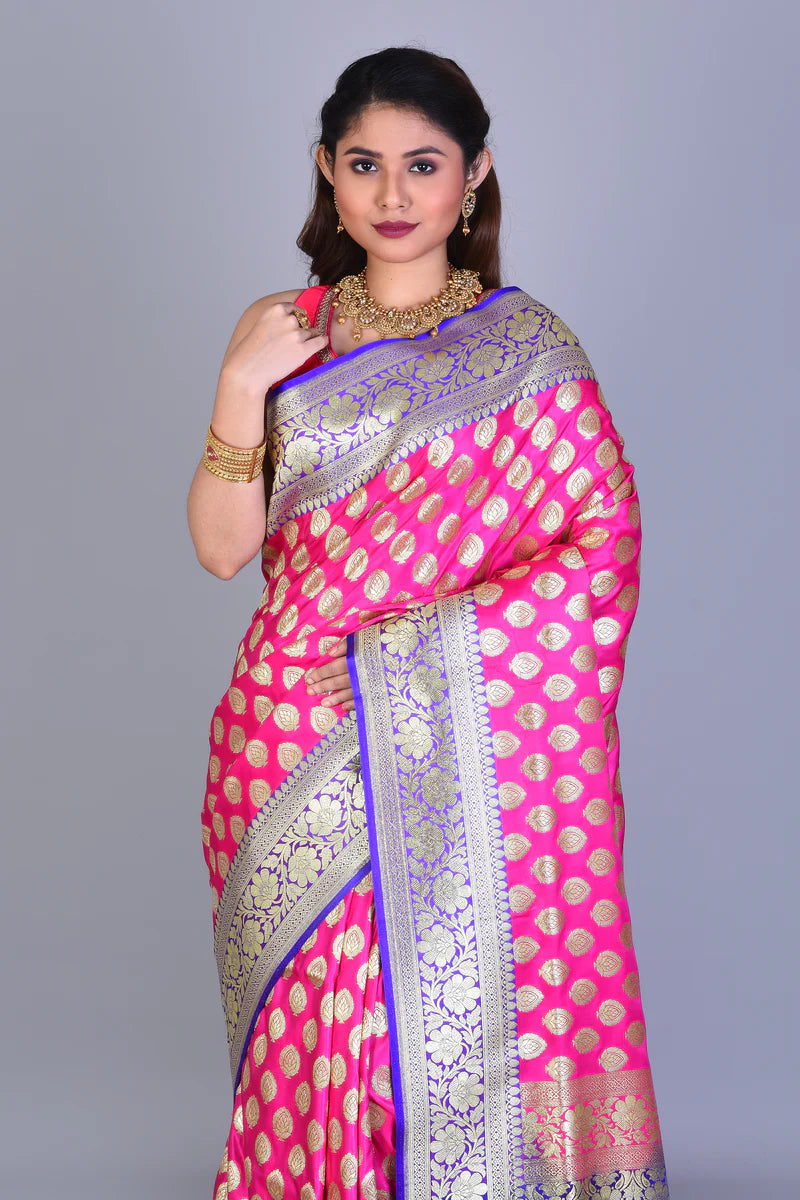 Pink Banarasi Saree with Blouse Piece - Keya Seth Exclusive
