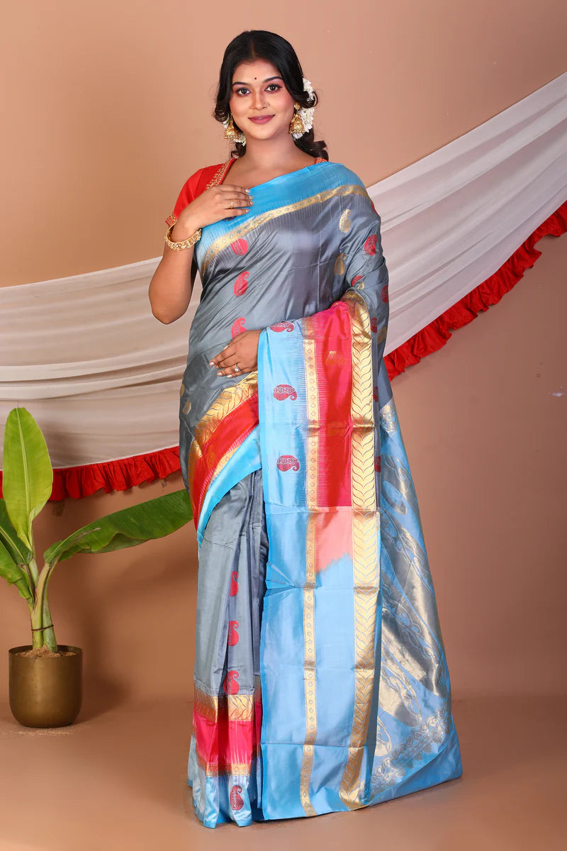 Blue Pure Kanjivaram Silk Saree - Keya Seth Exclusive